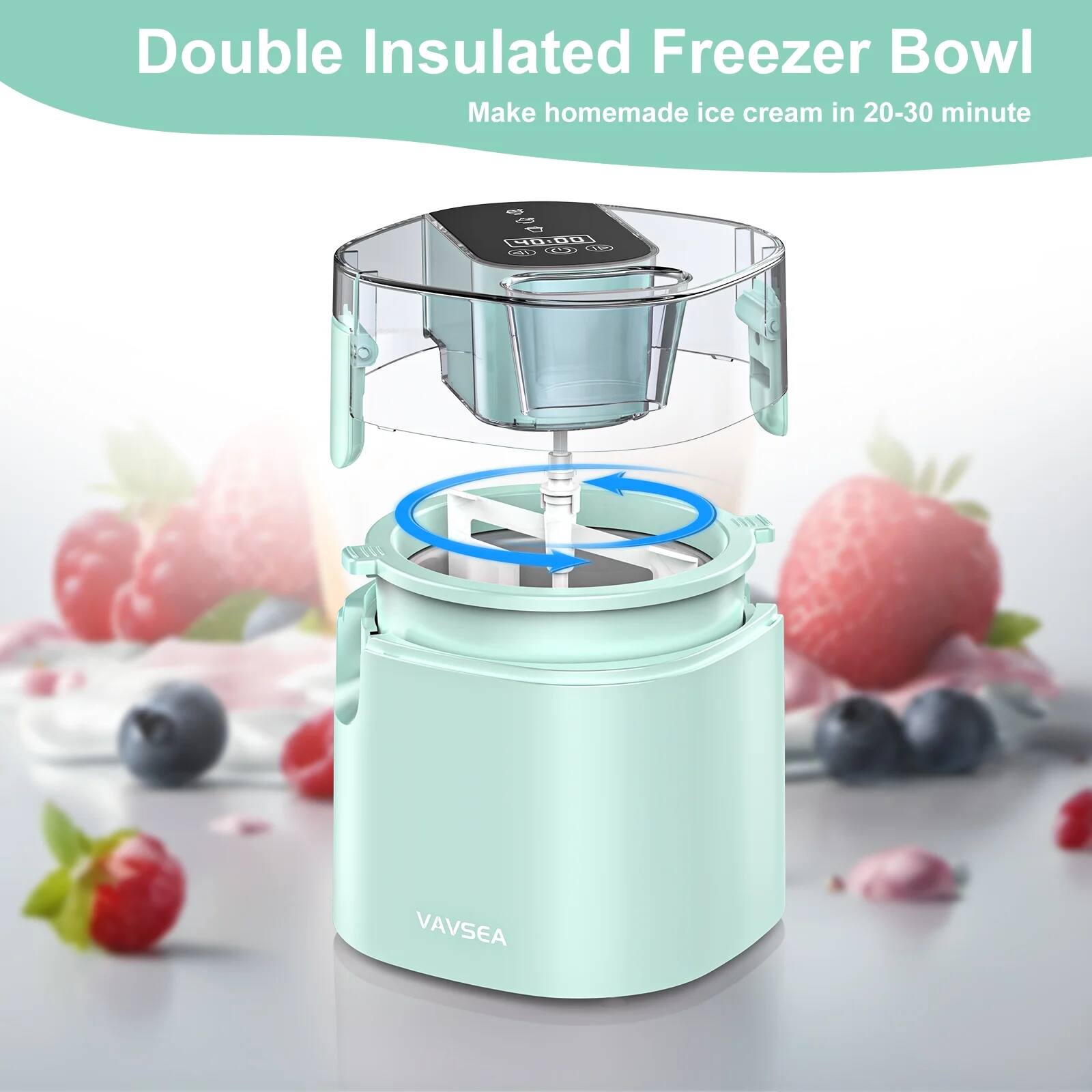Double Insulated Freezer Bowl  
Make homemade ice cream in 20-30 minutes