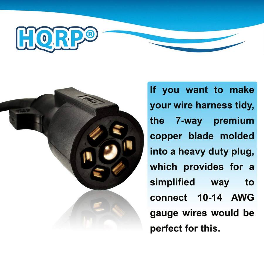 HQRP 7 Way Trailer Plug Wiring Harness w Junction Box 4 ft Cable for RV ...