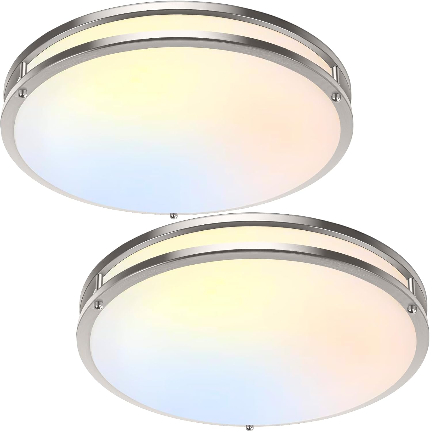 Front. Nordic Hygge - 16in 50W LED Flush Mount Ceiling Lights 5600lm Super Bright, Dimmable LED Ceiling Light Fixtures 2700K-6500K 5CCT - Brushed Nickle-5CCT-2.