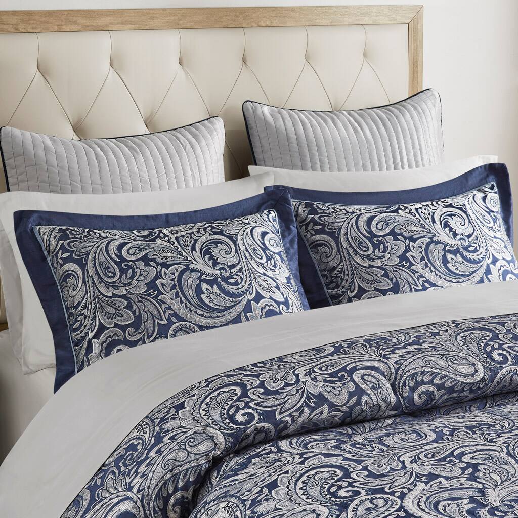 Alt View 1. Gracie Mills - Gracie Mills Thornton Supreme Comfort: 12-Piece Comforter Ensemble with Cotton Bed Sheets - Navy.