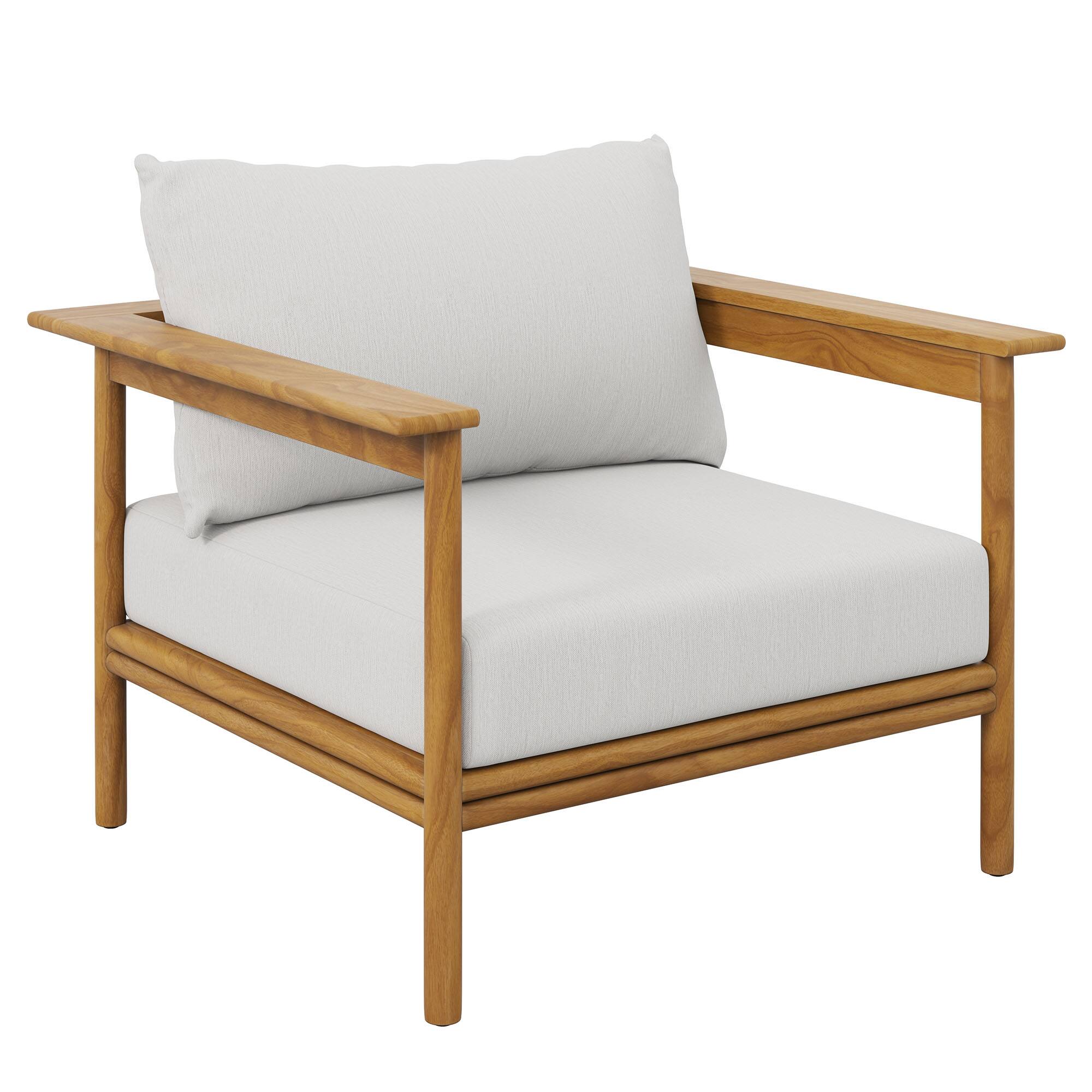 Alt View 2. Modway - Wren Outdoor Patio Teak Wood Armchair and Ottoman Set by Modway - Natural Sail.