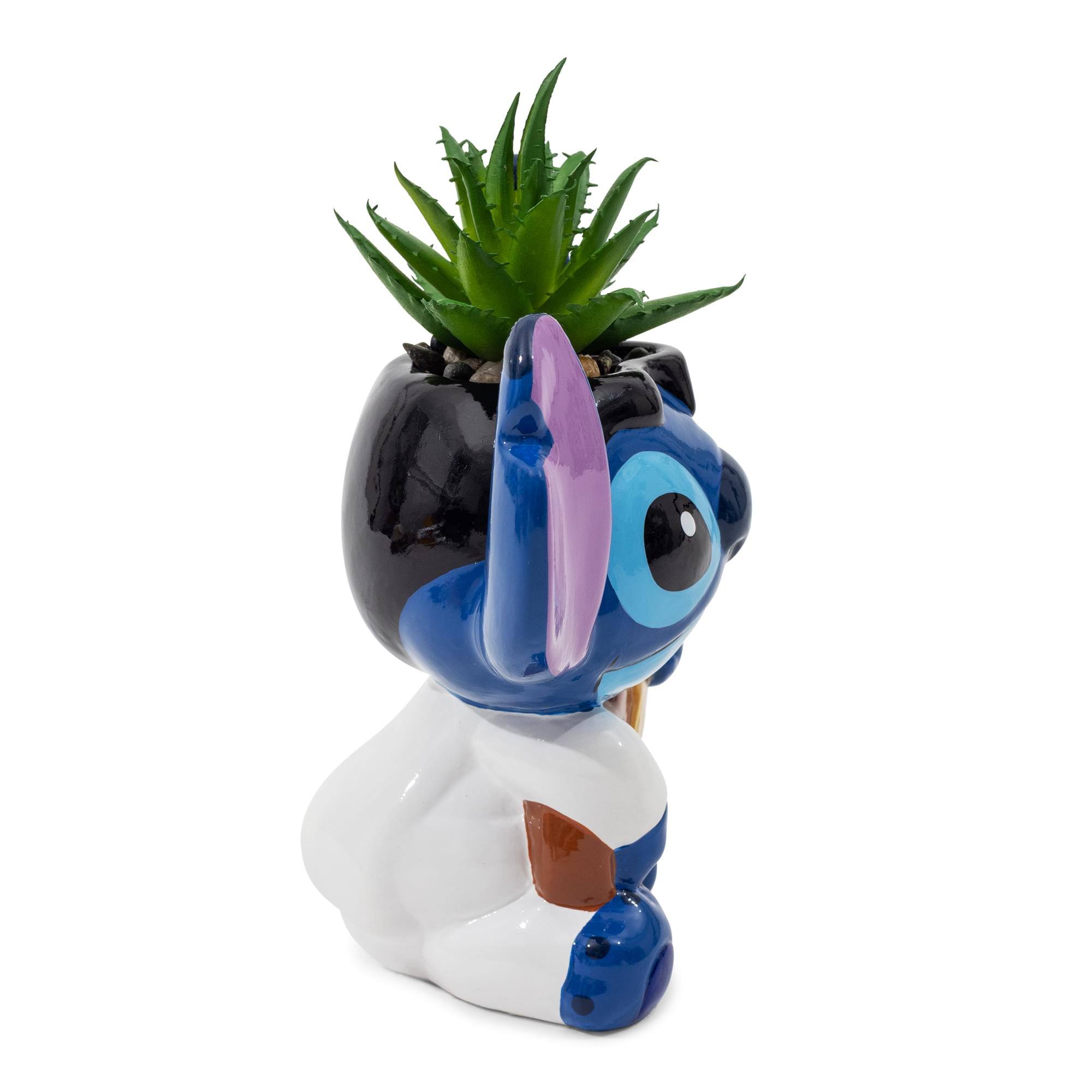 Alt View 10. Silver Buffalo - Disney Lilo & Stitch Elvis 6-Inch Ceramic Mini Planter With Artificial Succulent - Blue.
