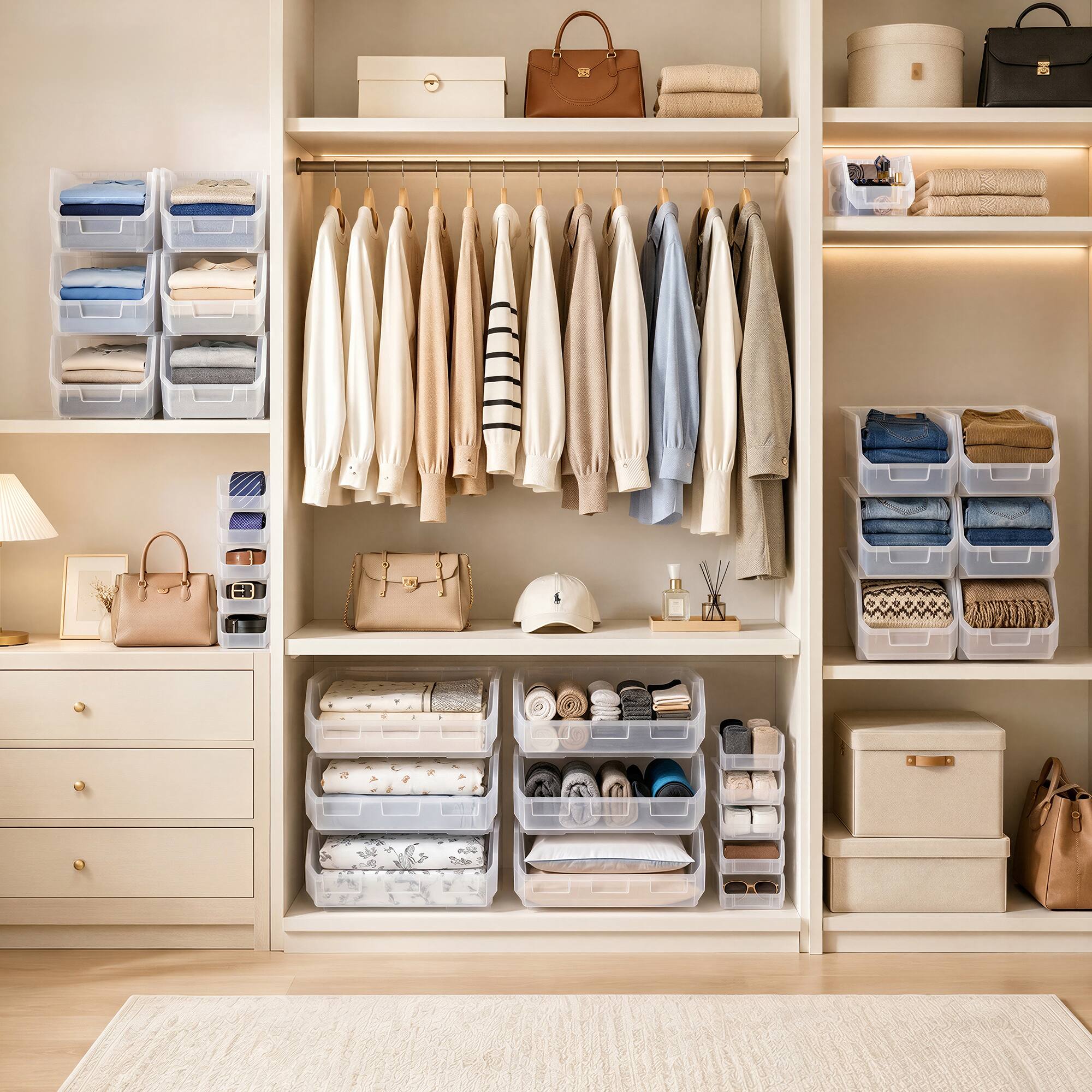 Left. Sorbus - Sorbus Small Open Front Stackable Clothing Storage Bin – Closet & Wardrobe Organizer - Clear.
