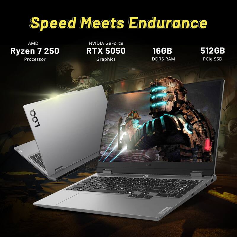 Speed Meets Endurance  
AMD Ryzen 7 250 Processor  
NVIDIA GeForce RTX 5050 Graphics  
16GB DDR5 RAM  
512GB PCIe SSD
