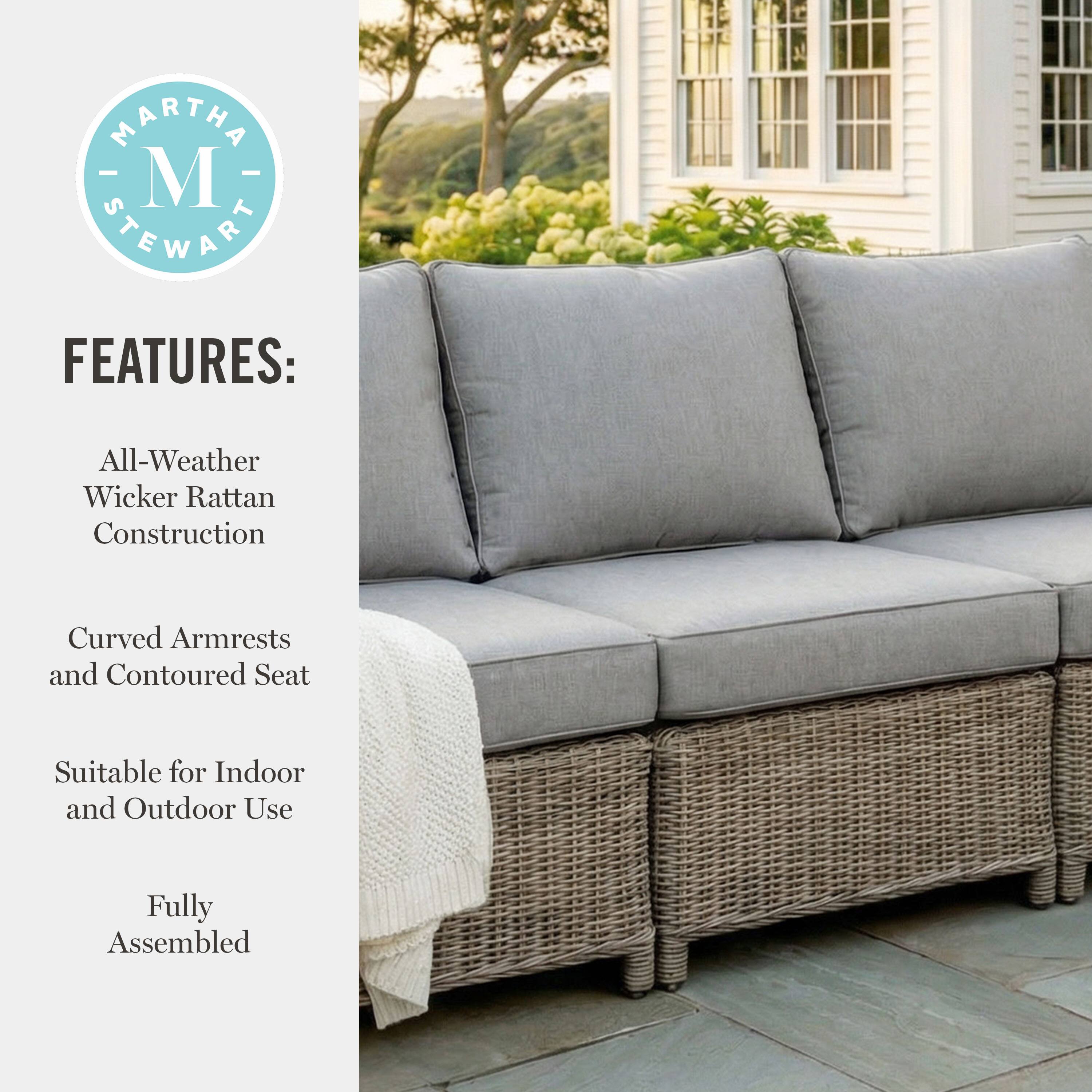 MARTHA - M STEWART FEATURES: All-Weather Wicker Rattan Construction Curved Armrests and Contoured Seat Suitable for Indoor and Outdoor Use Fully Assembled