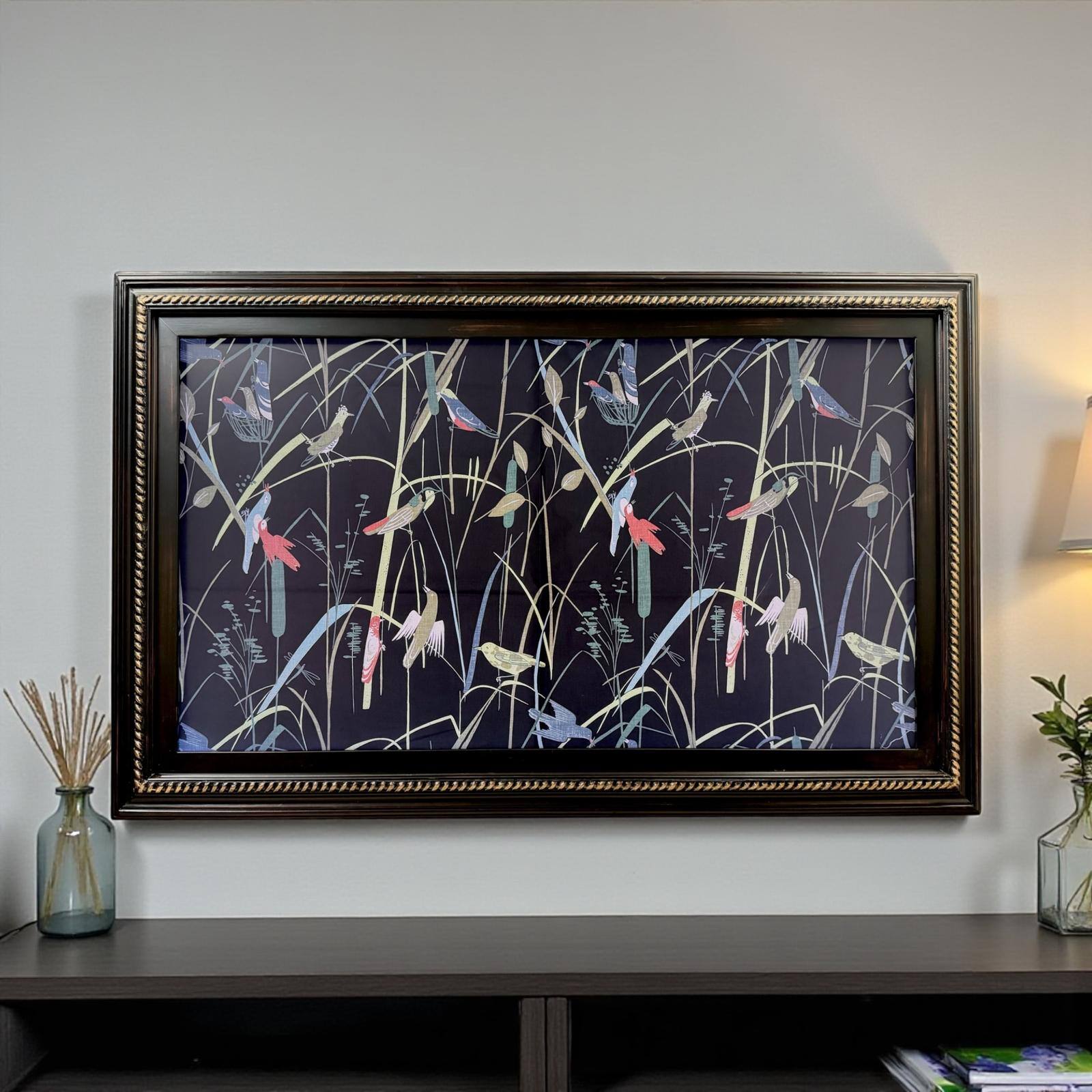 Alt View 10. LAREDO FRAME FACTORY - 32 inch Handmade Ornate Tv frame for Samsung The Frame tv and Frame Pro Model - DISTRESSED BLACK WITH GOLD.