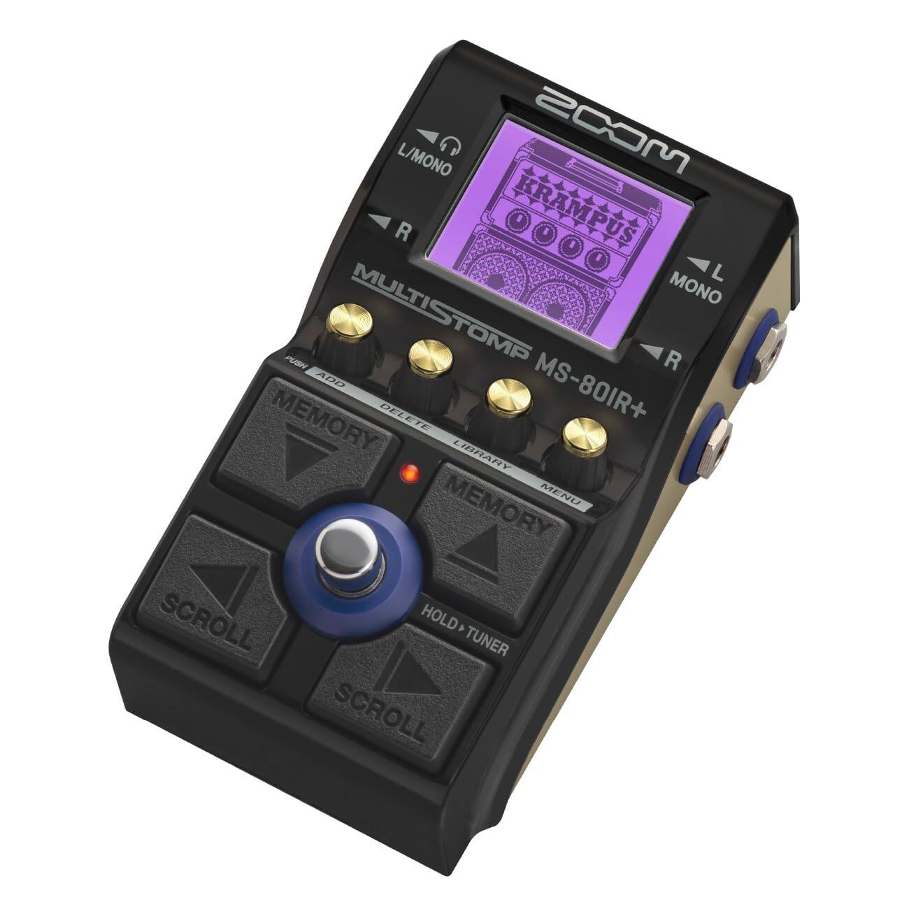 L/MONO MCOS R 0000 KRAMPUS L MULTISTOMP MONO PUSH R ADD MS-80IR+ MEMORY DELETE LIBRARY MEMORY MENU SCROLL HOLD>TUNER HOLD TUNER SCROLL