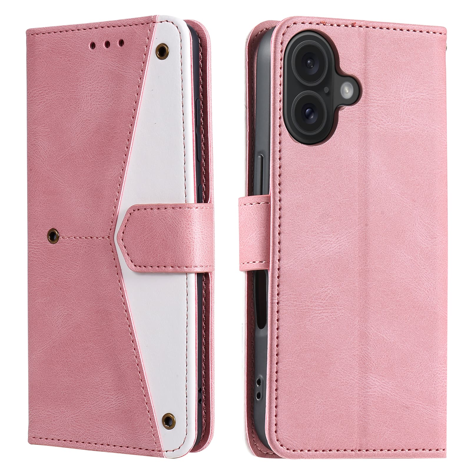 Dteck - Wallet Case for Apple iPhone 17,Vintage PU Leather Flip Card Holder Kickstand Magnetic Closure Phone Cover - Pink