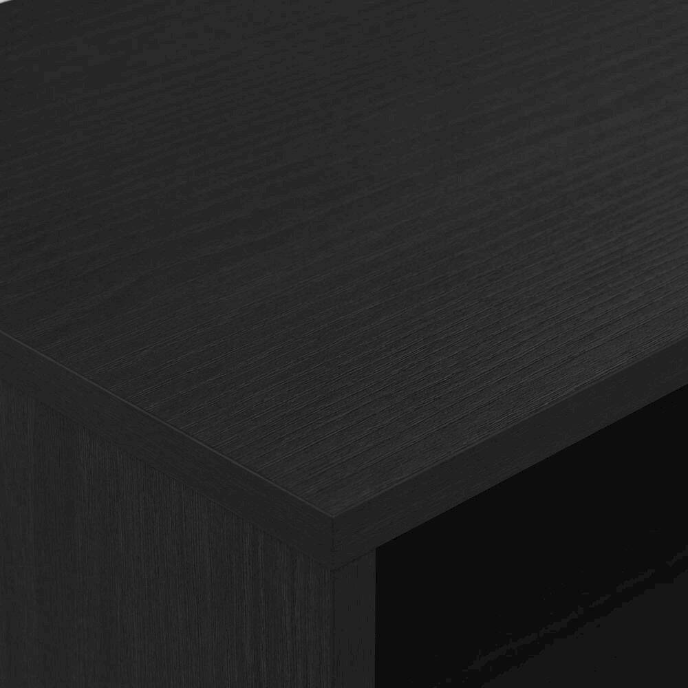Alt View 1. FurniFact - Black 3-Tier Display Bookcase with Wooden Shelves for Living Room or Office - Black Oak.
