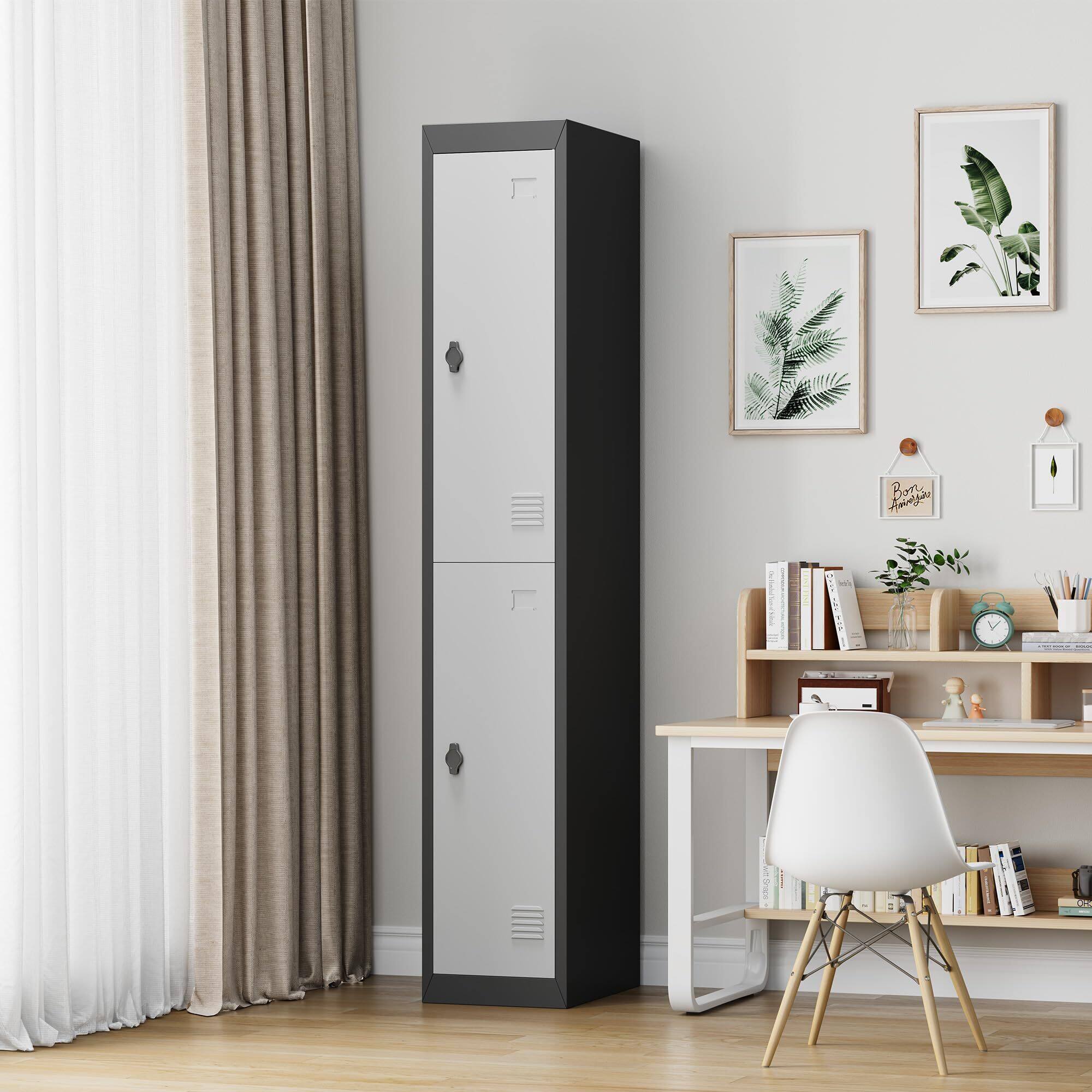 Front. GARVEE - 72" Tall Metal Storage Steel Cabinet Lockers Door w/ Shelves for Employees Students Office Gym Assembly Required - Gray.