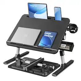 Songmics Home - Bed Laptop Desk, Foldable Bed Desk for Laptop, 15.7 x 22 Inches Large Desktop, 120° Stepless Tilt, Adjustable Height - Ink Black