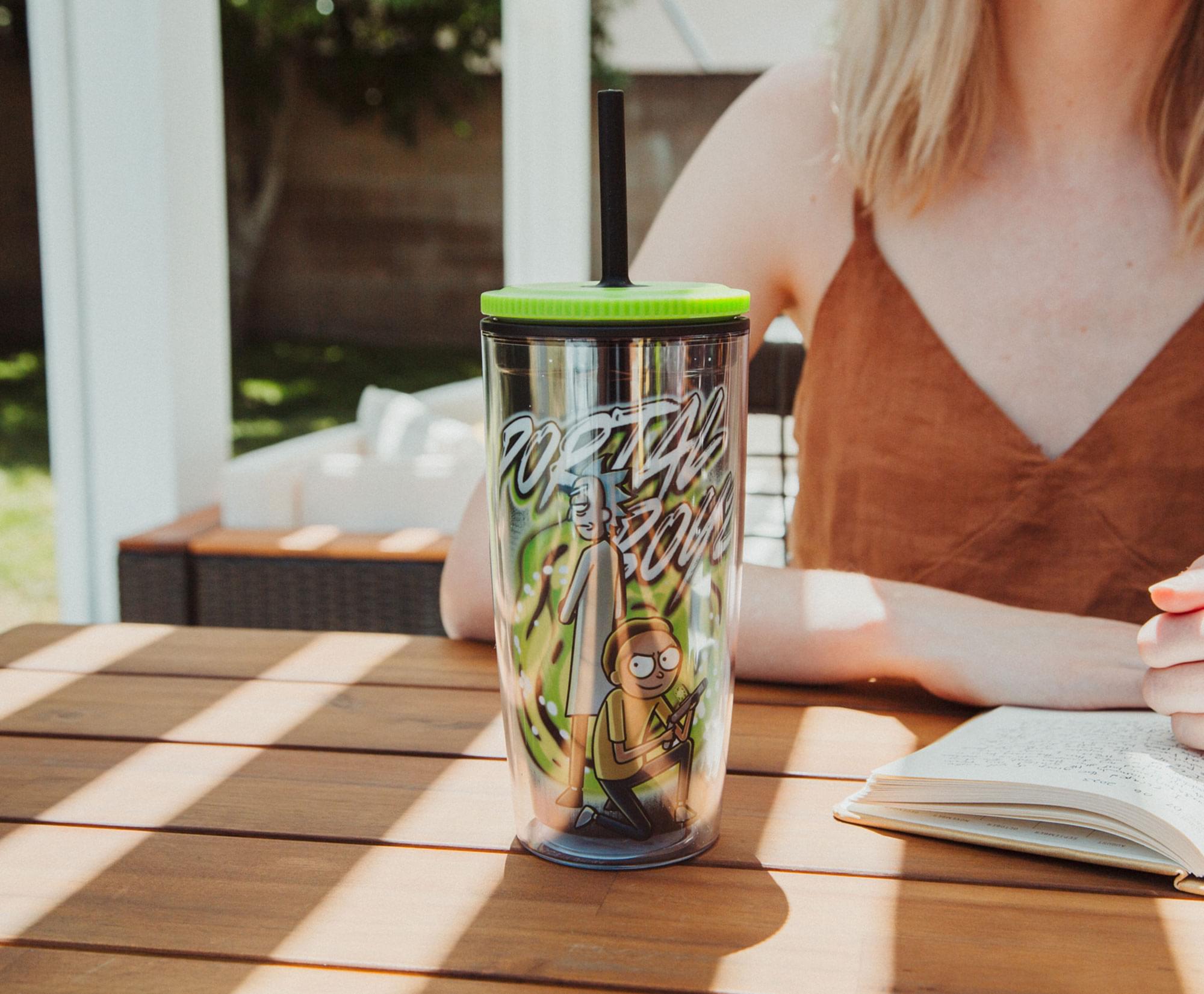 Alt View 5. Silver Buffalo - Rick and Morty "Portal Boyz" Plastic Tumbler With Lid and Straw | Hold 20 Ounces - Green.