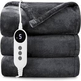 Loheer - Heated Electric Blanket Throw 50x60 Fast Heating Winter Blanket Dark Grey - Dark Gray