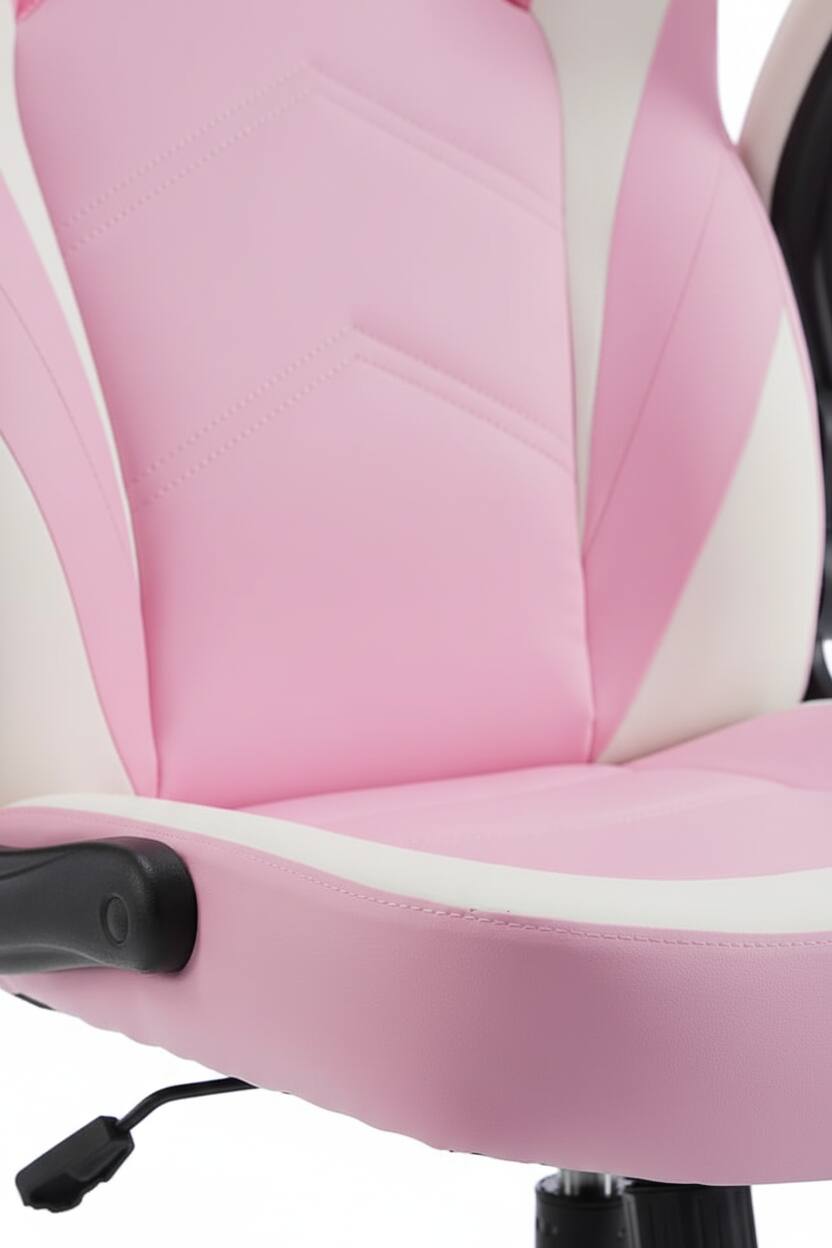 Back. AOITUN - Ergonomic Pink Gaming Desk Chair for Daily Comfort - Ideal for Dorm or Home Office - White.