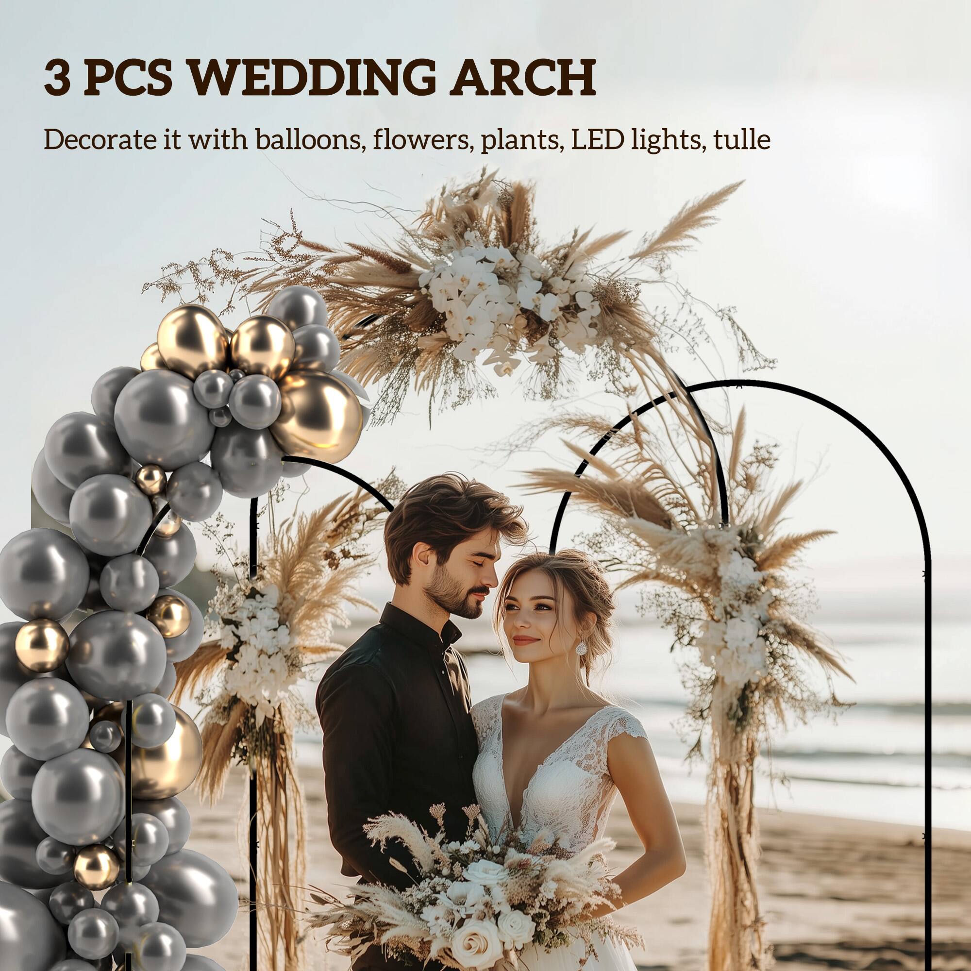 3 PCS WEDDING ARCH
Decorate it with balloons, flowers, plants, LED lights, tulle