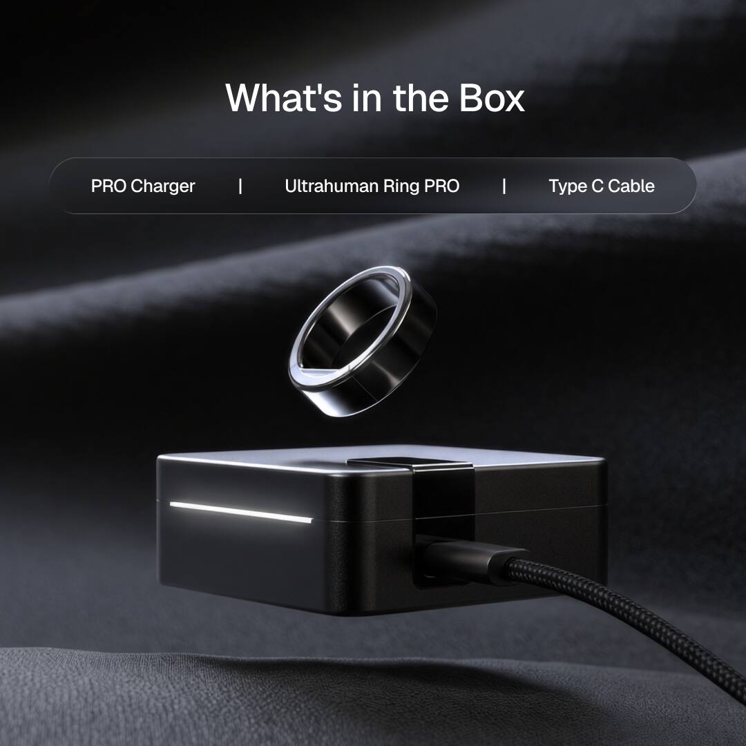 What's in the Box
- PRO Charger
- Ultrahuman Ring PRO
- Type C Cable
