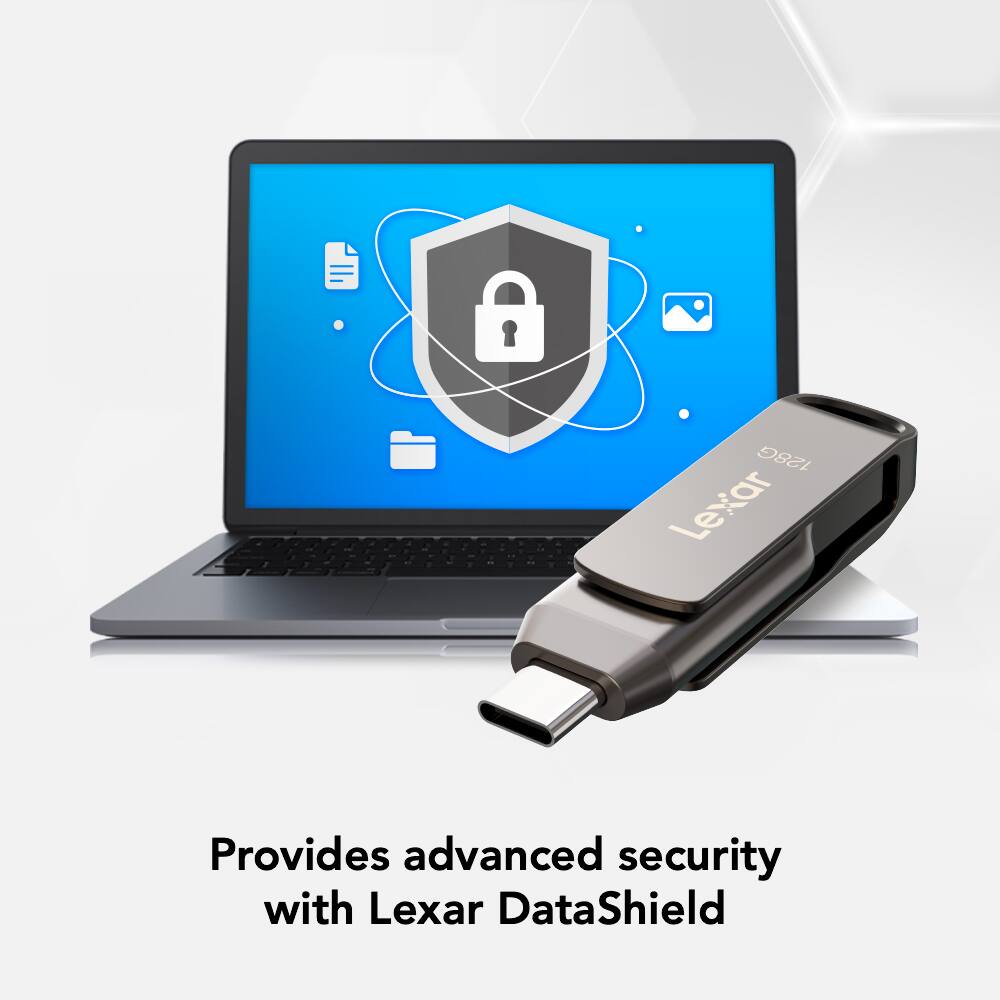 128G Lexar  
Provides advanced security with Lexar DataShield