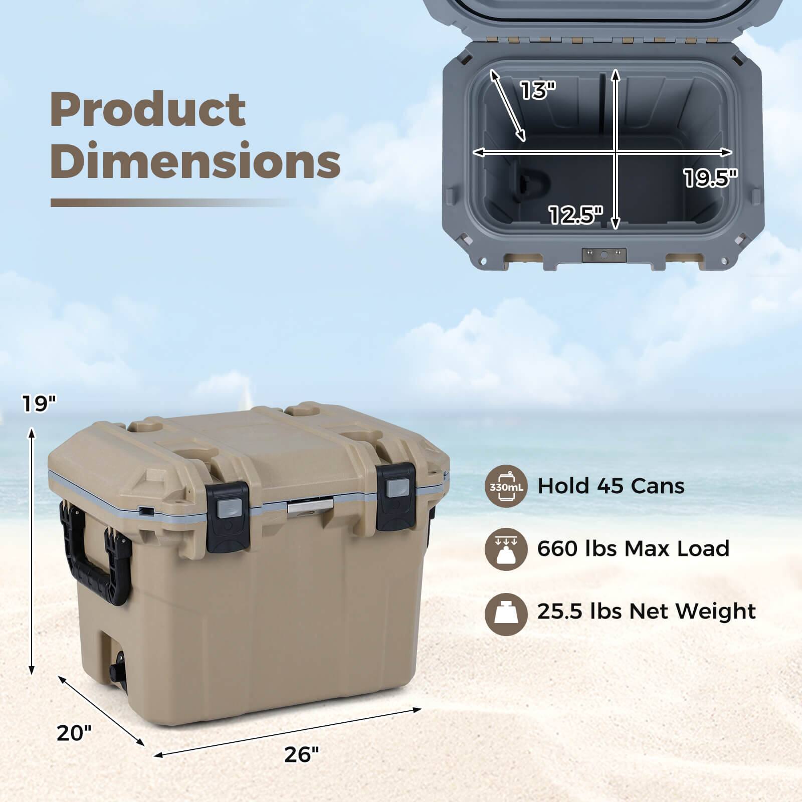 Product Dimensions:  
- 13"  
- 12.5"  
- 19.5"  
- 19"  
- 20"  
- 26"  

Hold: 45 Cans  

Max Load: 660 lbs  

Net Weight: 25.5 lbs