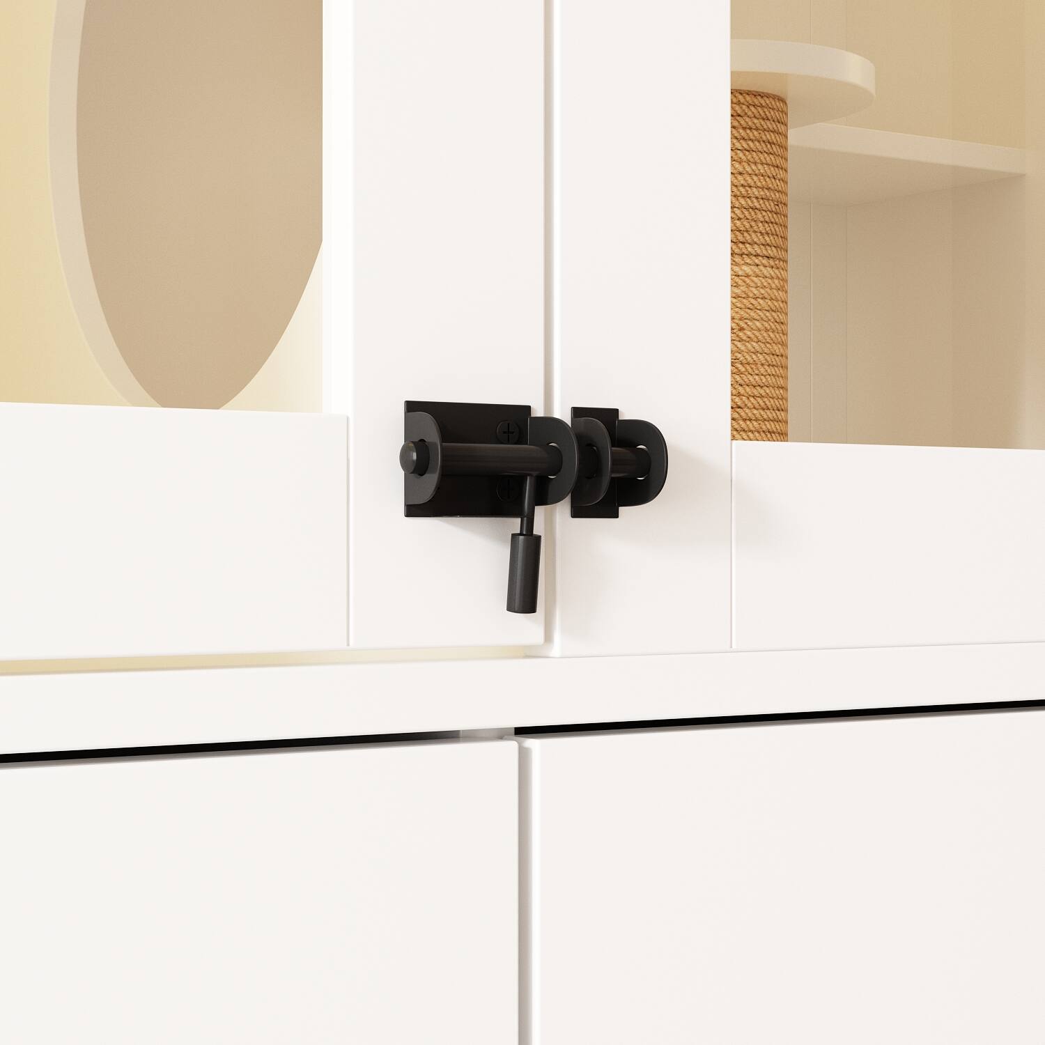 Alt View 4. Famapy - Large Multi-Level Cat Cabinet with Hidden Litter Box, Climbing Tower, Scratching Posts & Storage Luxury Cat Furniture.