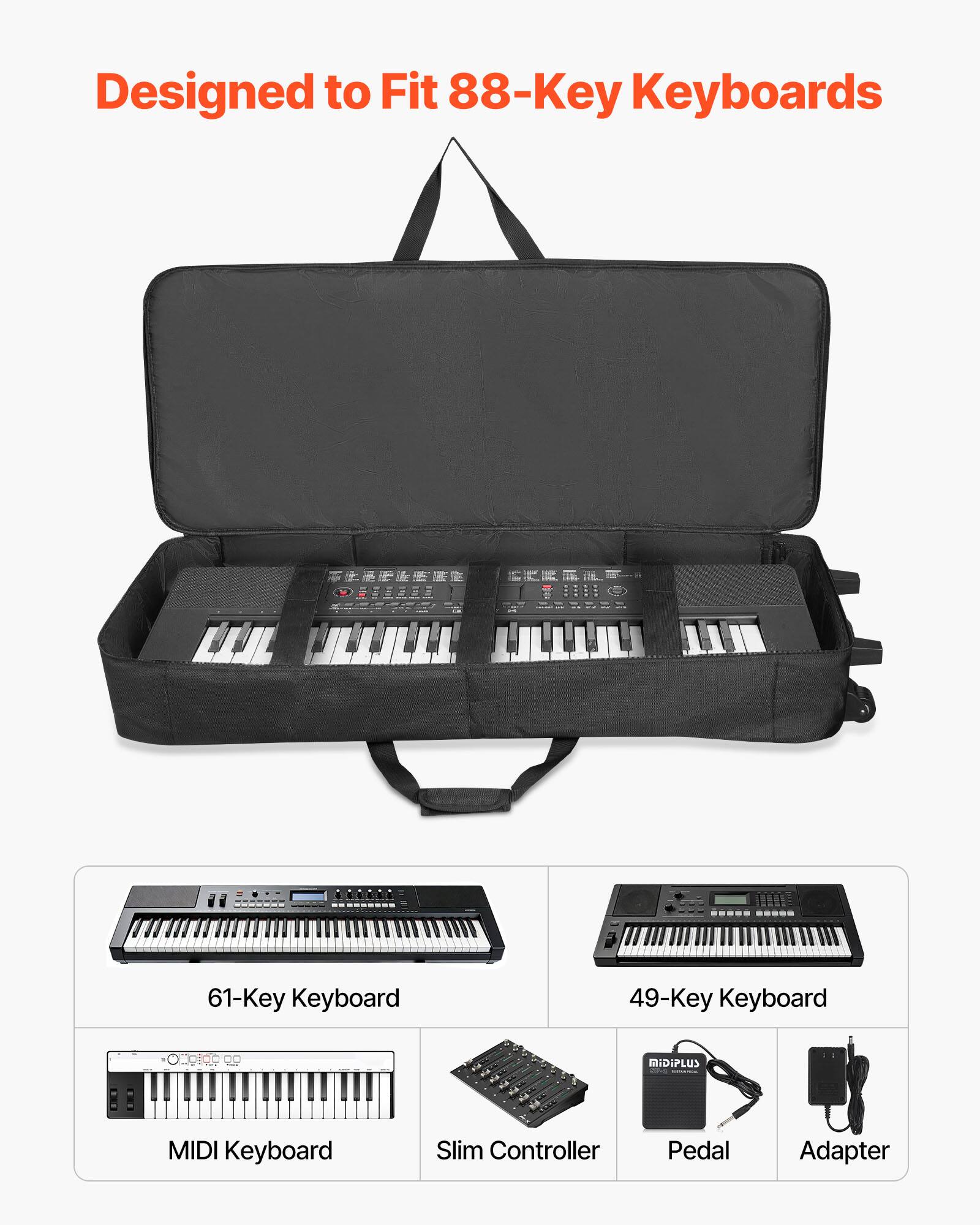 VEVOR 88 Key Keyboard Case, 40.9 x 16.9 x 5.1 in Interior, Padded