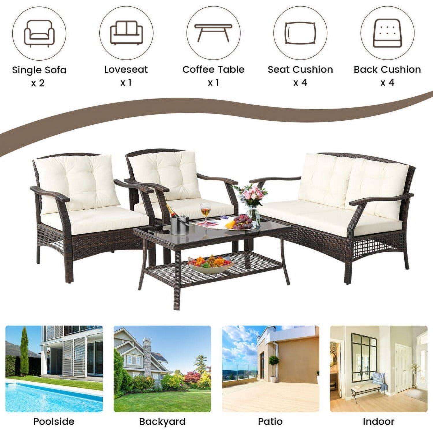 Single Sofa x 2  
Loveseat x 1  
Coffee Table x 1  
Seat Cushion x 4  
Back Cushion x 4  

Poolside  
Backyard  
Patio  
Indoor