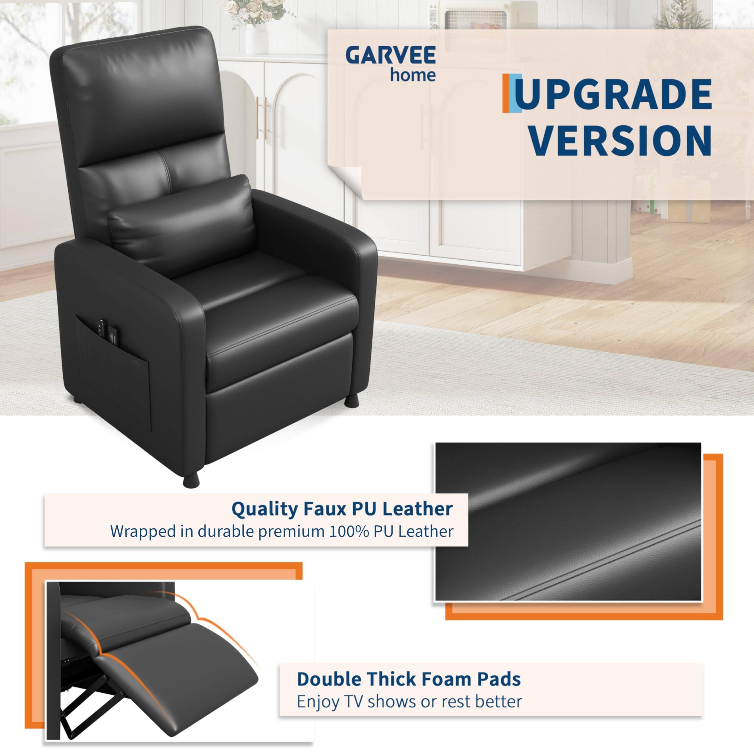 GARVEE home UPGRADE VERSION

Quality Faux PU Leather
Wrapped in durable premium 100% PU Leather

Double Thick Foam Pads
Enjoy TV shows or rest better