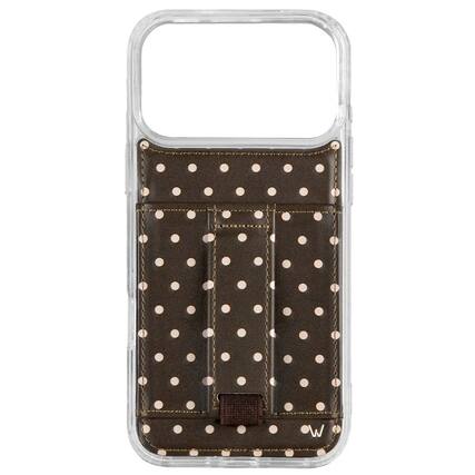 Front. Walli Cases - Cocoa Dot Phone Case with Wallet and Finger Strap for iPhone Air - Cocoa Dot.