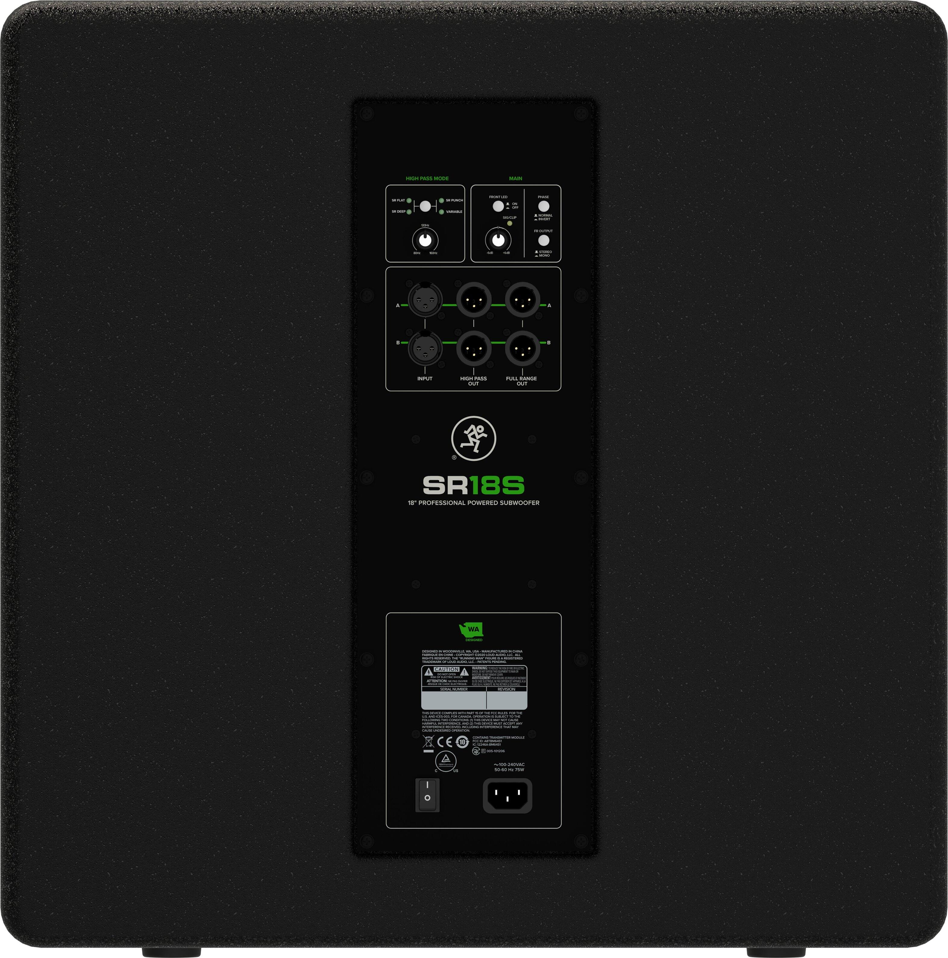 Back. Mackie - SR18S 18" 1600W Professional Powered Subwoofer - Black.