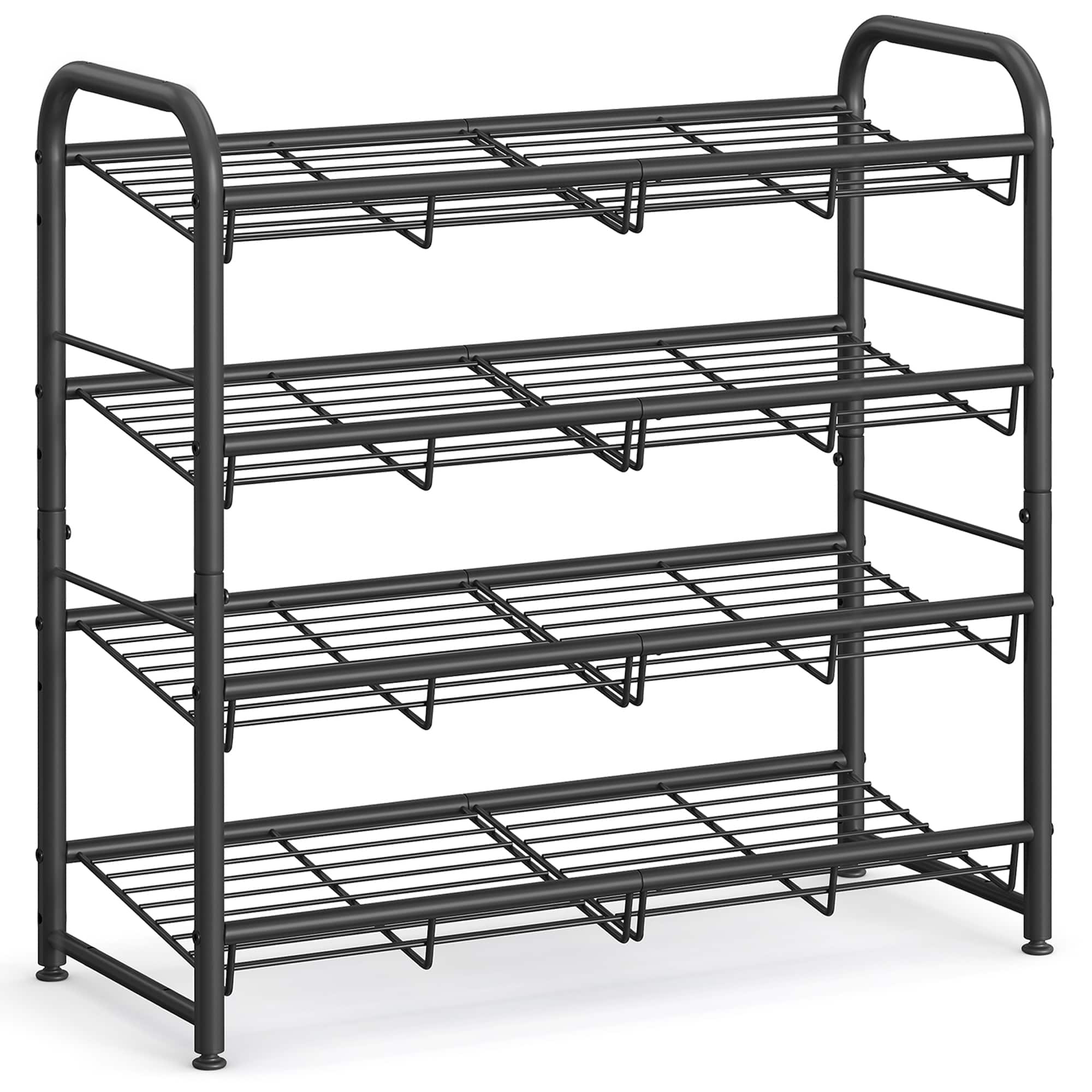 Songmics Home - Shoe Rack, 4 Tier Shoe Organizer for Closet, Holds up to 16 Pairs of Shoes, Shoe Rack for Front Door Entrance - Black