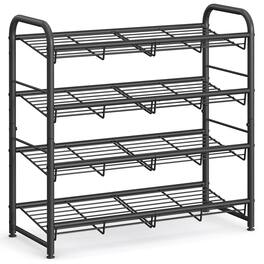 Songmics Home - Shoe Rack, 4 Tier Shoe Organizer for Closet, Holds up to 16 Pairs of Shoes, Shoe Rack for Front Door Entrance - Black
