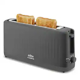 Elite Cuisine - ECTL1052 2-Slice Slimtoast Long Slot Toaster - Gray