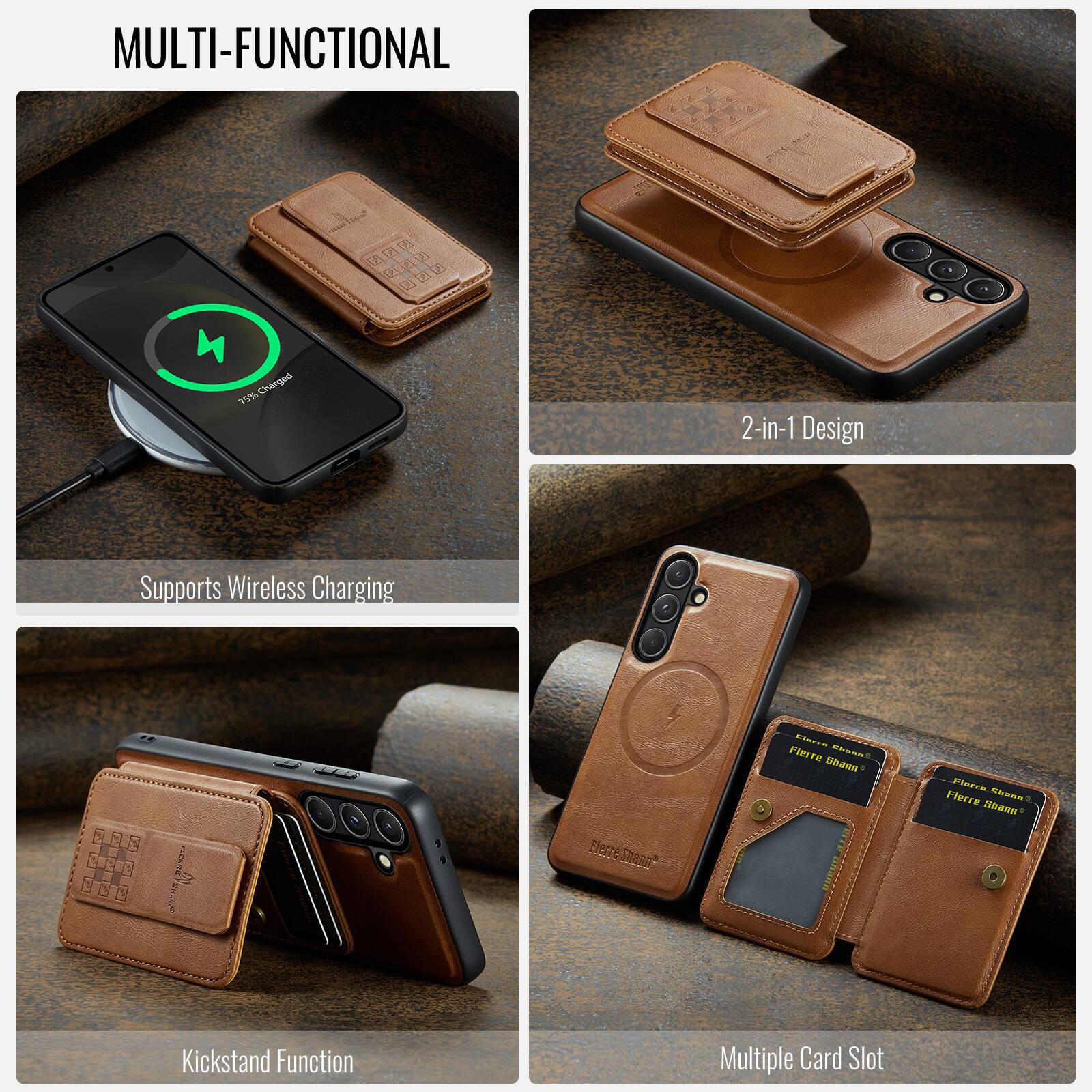 MULTI-FUNCTIONAL

- 12 O2 i o Charged 75% 2-in-1 Design
- Supports Wireless Charging
- Kickstand Function
- Multiple Card Slot