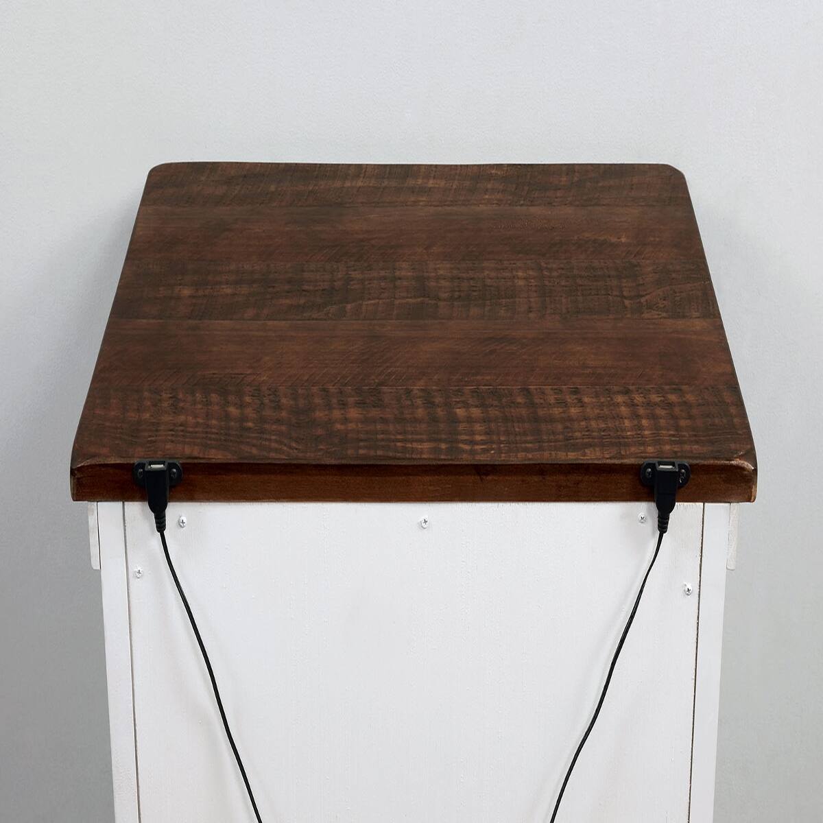 Left. Loheer - Loheer Solid Wood Nightstand Distressed White Finish with Two Drawers - Brown and Distressed White with Walnut.