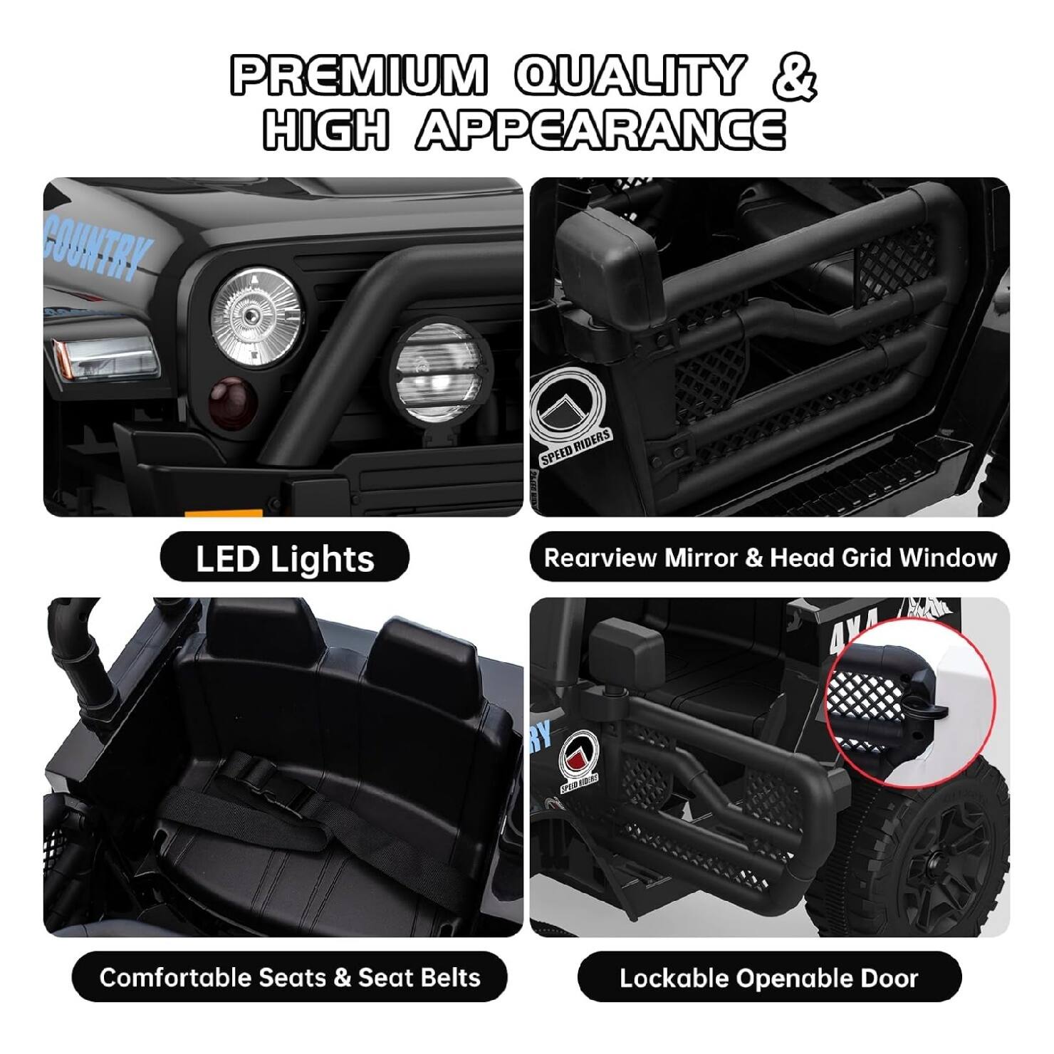 PREMIUM QUALITY & HIGH APPEARANCE

- LED Lights
- Rearview Mirror & Head Grid Window
- Comfortable Seats & Seat Belts
- Lockable Openable Door