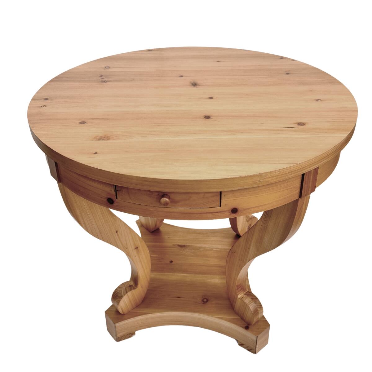 Alt View 2. Loheer - Loheer Farmhouse Round Dining Table, Natural Wood, Small Table for Two - Natural Wood.
