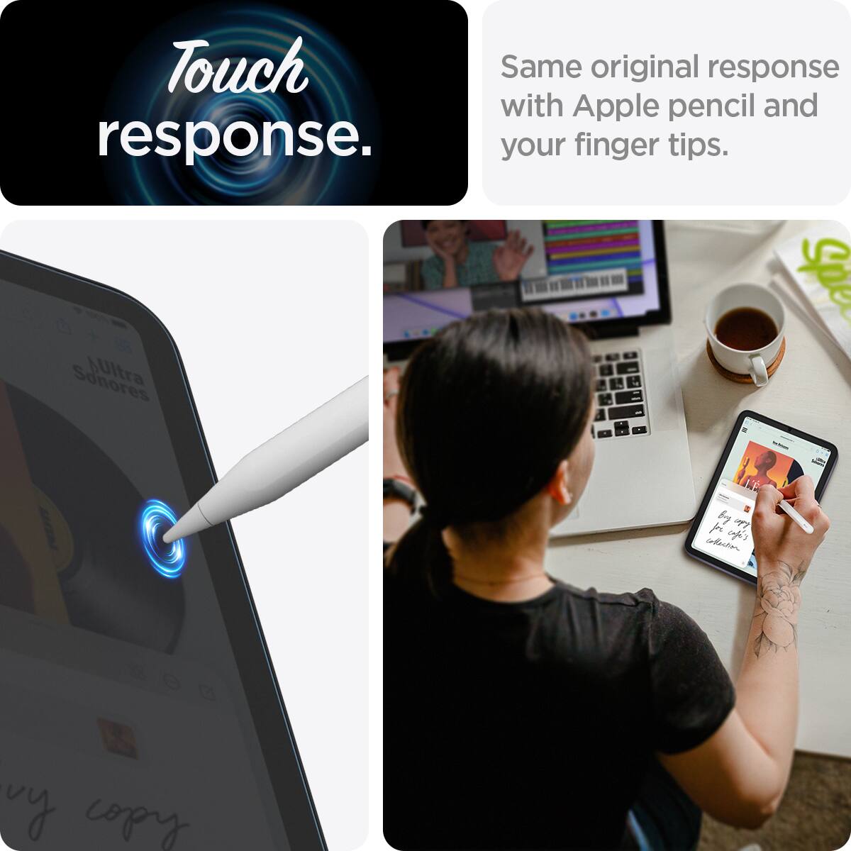 Touch response.  
Same original response with Apple pencil and your finger tips.