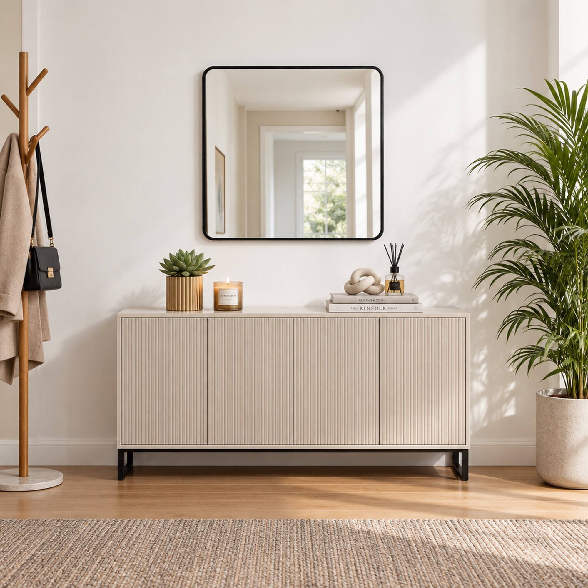 RYHNUYNE 30 in x 30 in Square Bathroom Mirror, HD Glass, Brushed ...