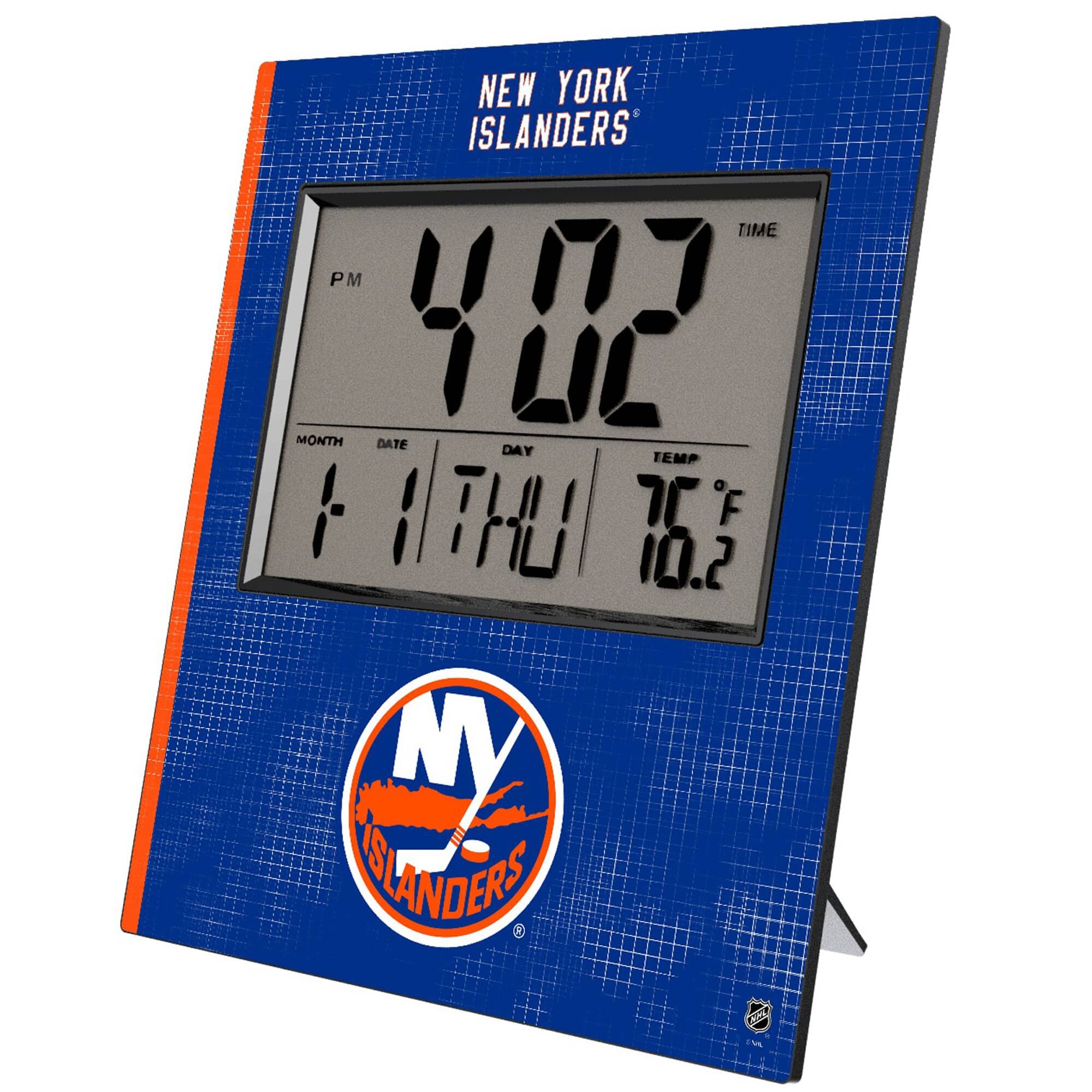 Keyscaper - New York Islanders Cross Hatch Digital Desk Clock - Multicolor