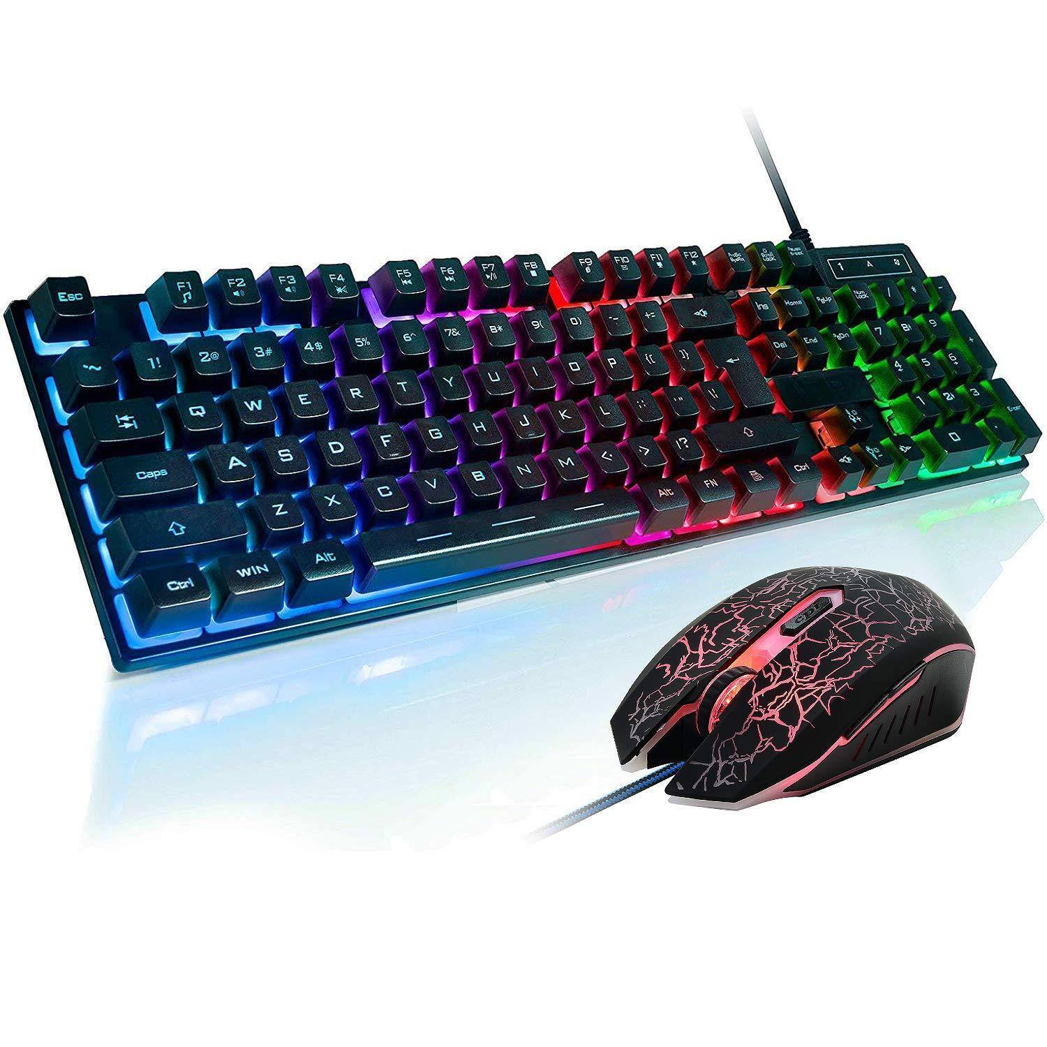 Earthley Blooms - Rgb Gaming And Mouse Combo Adjustable Backlit Mechanical Feeling With 4 Colors Backlight For Pc Laptop - Wireless - Default