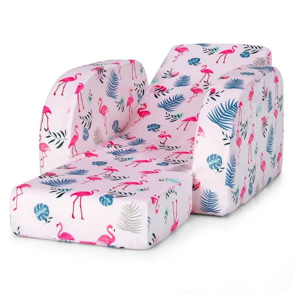 Alt View 2. Pefilos - 3-in-1 Convertible Kid Sofa Bed Flip-Out Chair Lounger for Toddler-Pink, Kids Couch for Kids - Pink.