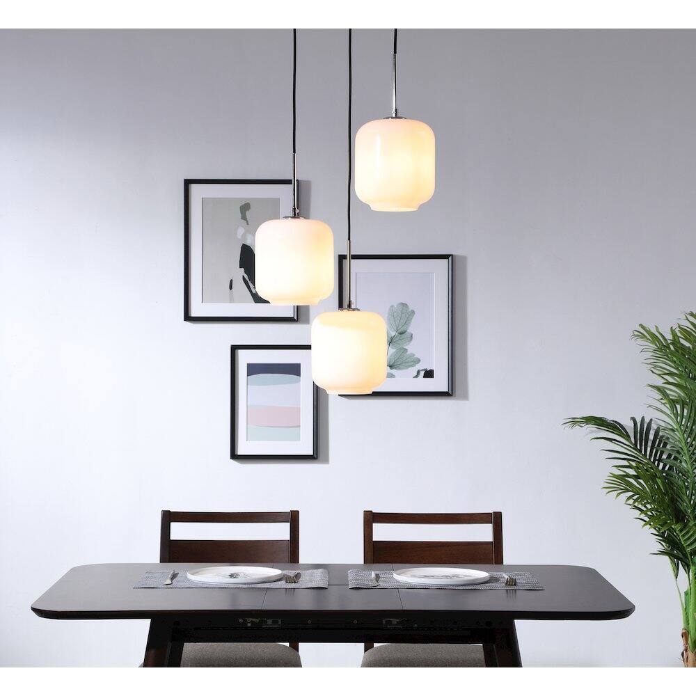 Alt View 10. Living District - Collier 3 Light Chrome And Frosted White Glass Pendant - Chrome And Frosted White Glass.