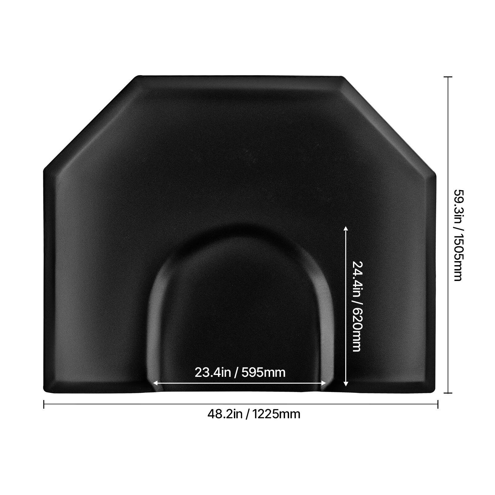 23.4in / 595mm, 24.4in / 620mm, 59.3in / 1505mm, 48.2in/1225mm