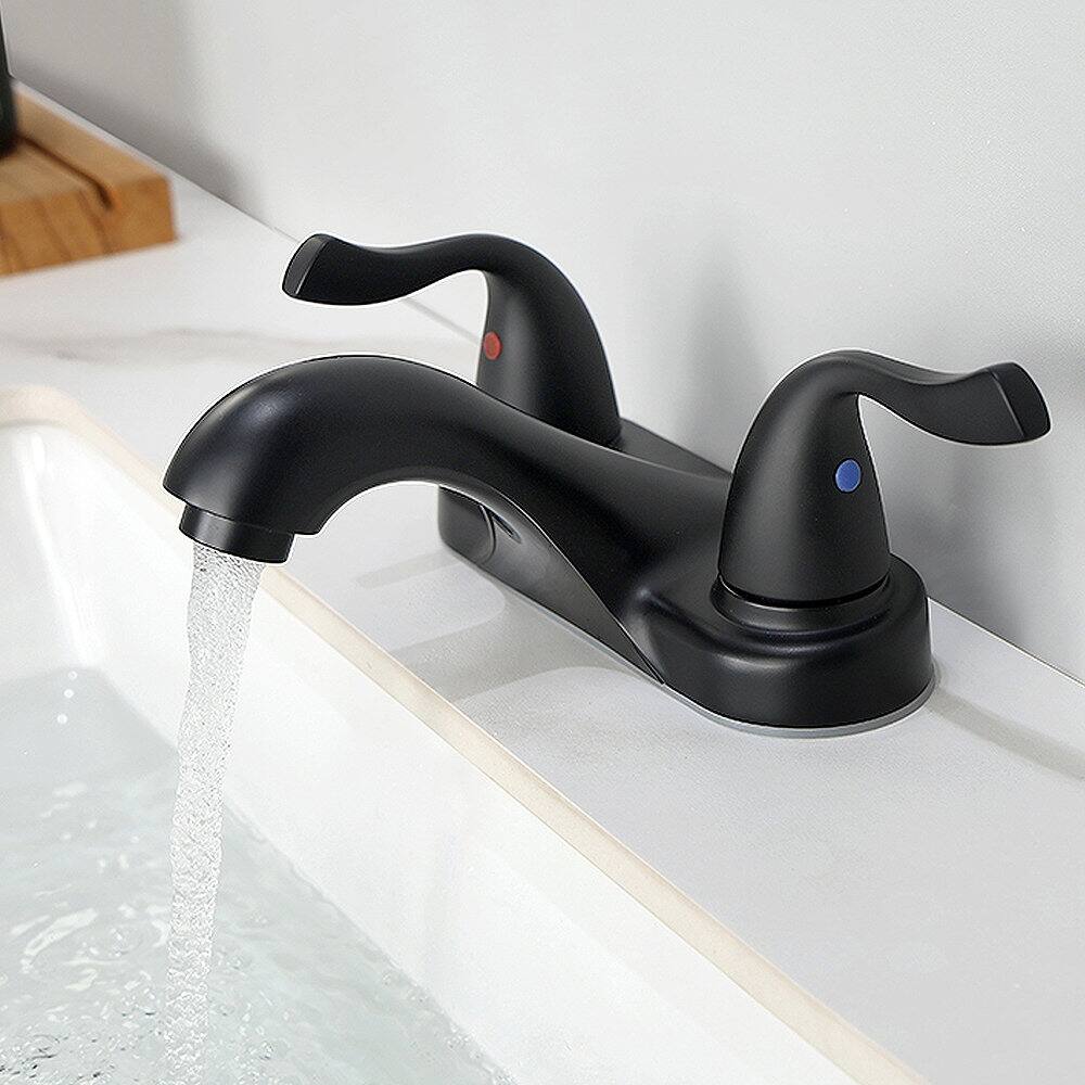 Left. Bothwa Home - Bothwa Home Two-Handle Bathroom Sink Faucet  Lead-Free cUPC Mixer Double Handle Tap Deck Mounted - Matte Black.