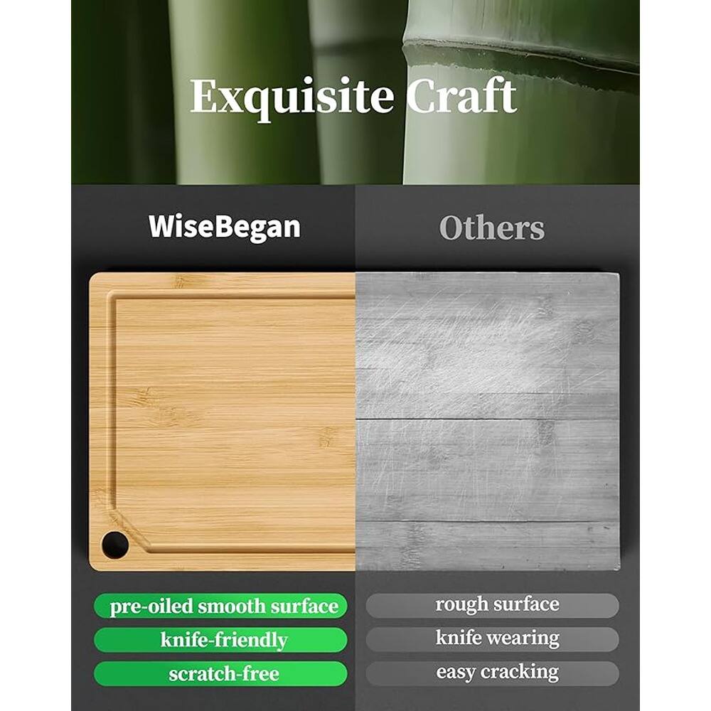 Exquisite Craft

WiseBegun
- pre-oiled smooth surface
- knife-friendly
- scratch-free

Others
- rough surface
- knife wearing
- easy cracking