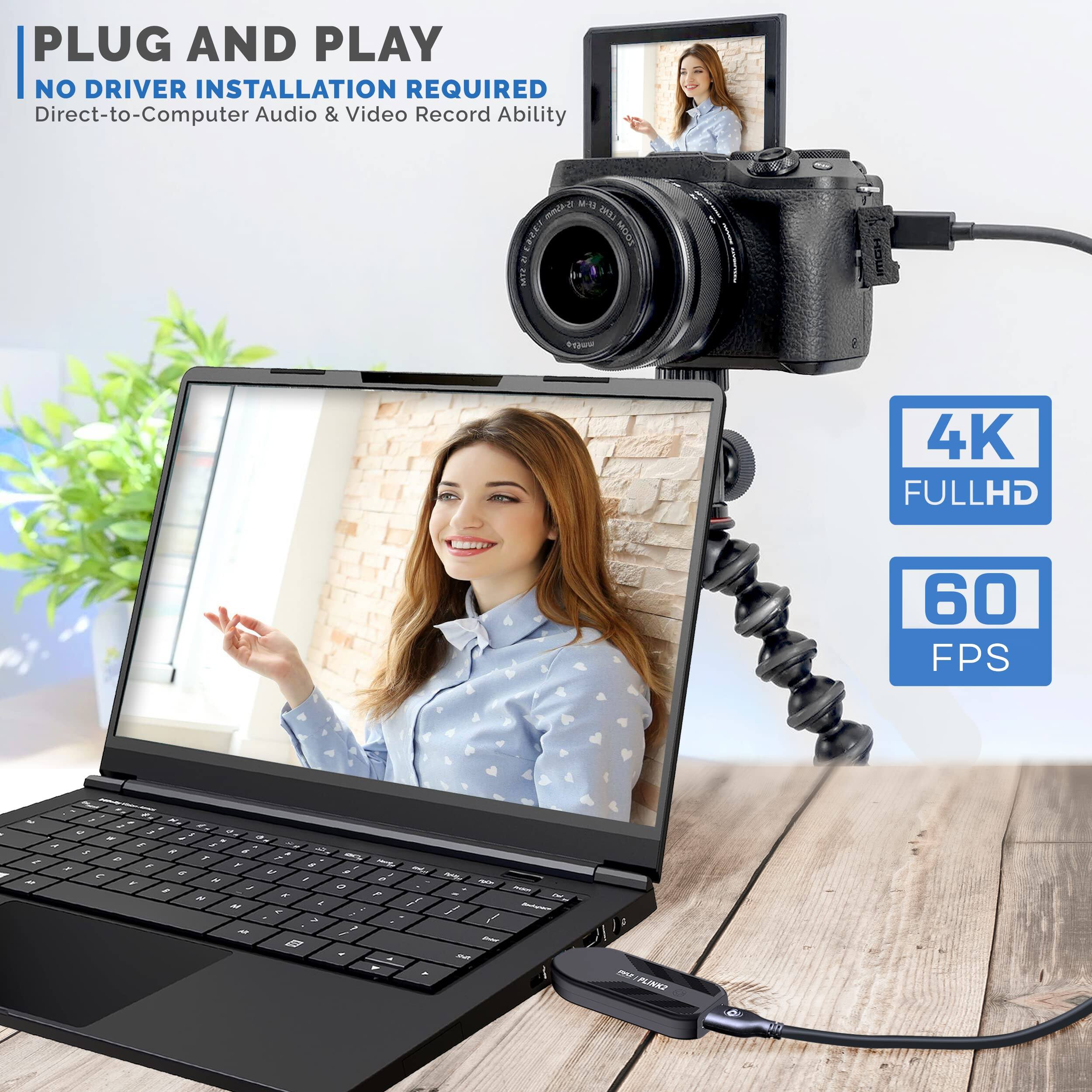 PLUG AND PLAY  
NO DRIVER INSTALLATION REQUIRED  
Direct-to-Computer Audio & Video Record Ability  

4K FULLHD  
60 FPS