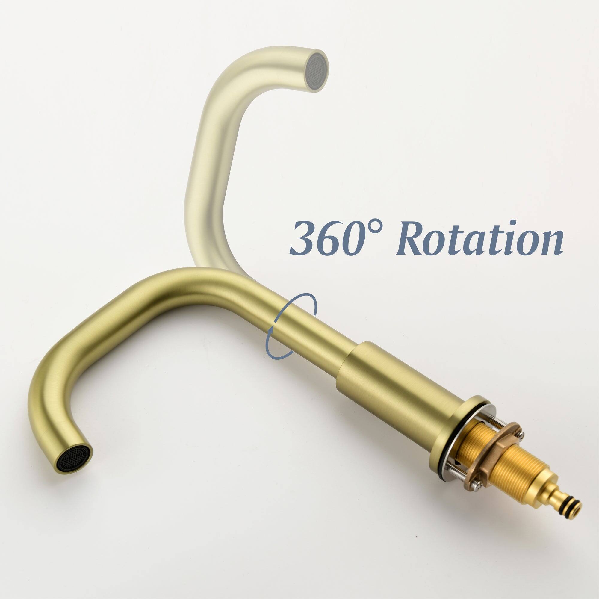 Alt View 6. Boyel Living - 8 in Widespread Double Handle 1.2 GPM Bathroom Faucet with Quick Connect Hose and Water Supply Hose in Brushed Gold - Brushed Gold.