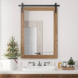 PAIHOME - Wood Wall Mirror Waterproof Modern Farmhouse Accent Rectangular Bathroom Mirror Bedroom Living Room Decor Mirror - Brown - 22"x30"