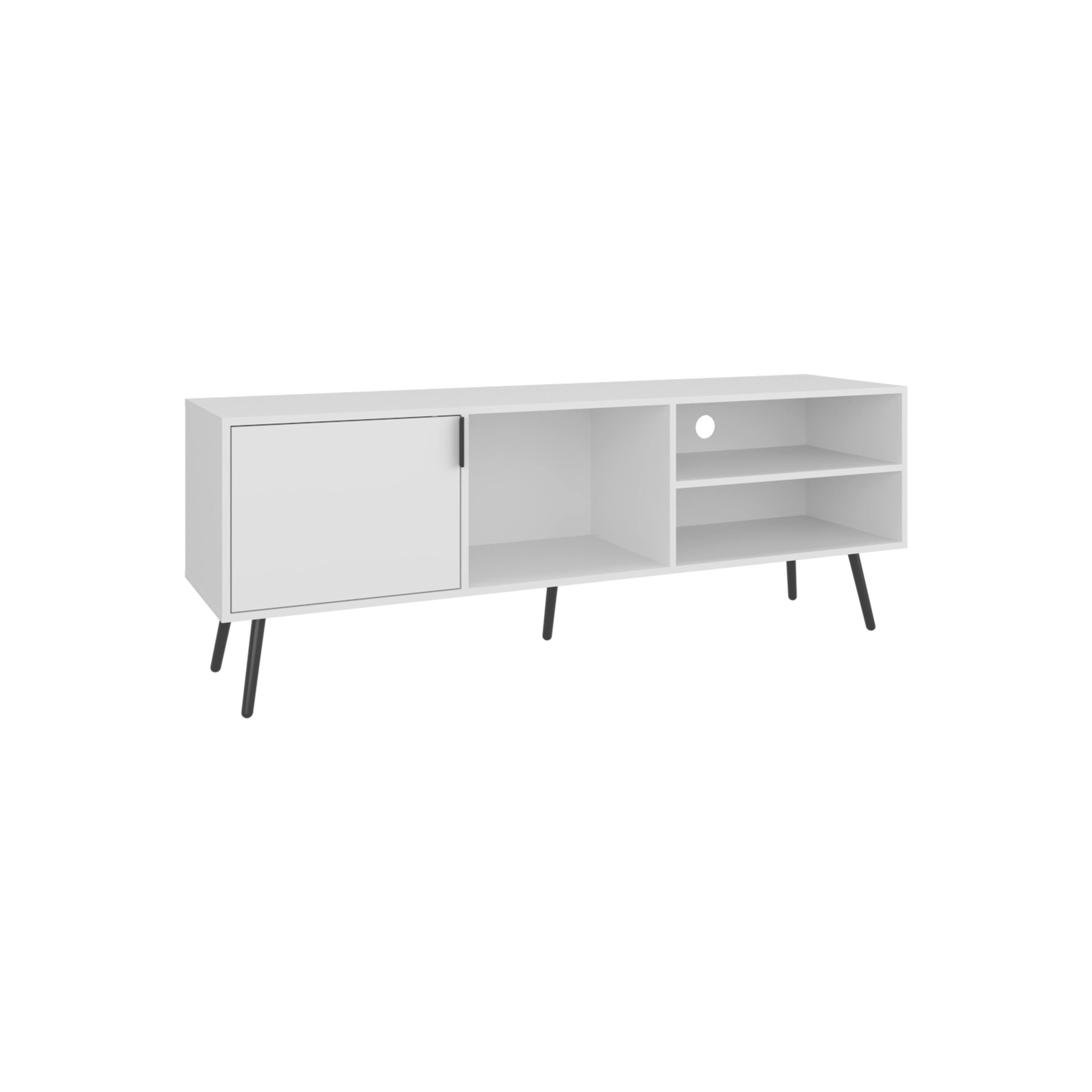Alt View 2. Spaco - Spaco Modern TV Stand for 60-70 Inch TVs with 1 Door 3 Open Shelves Console, Compact Media Storage for Small Spaces - White.