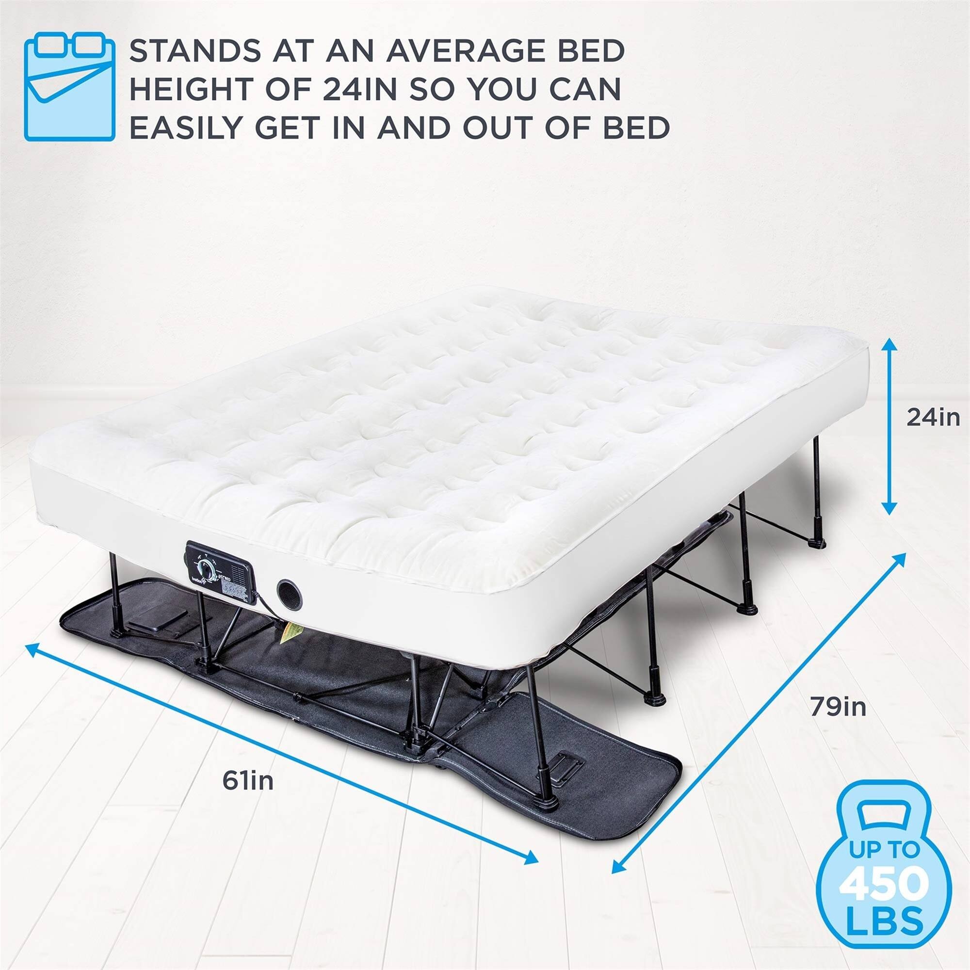 STANDS AT AN AVERAGE BED HEIGHT OF 24IN so YOU CAN EASILY GET IN AND OUT OF BED 24in 79in 61in UP TO 450 LBS