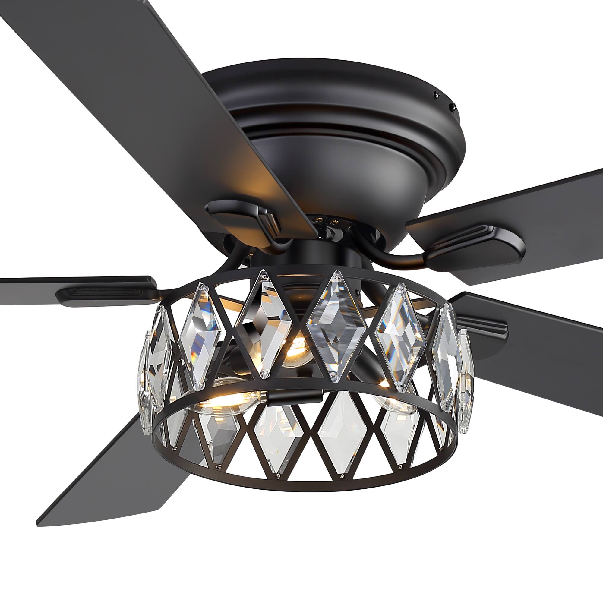 Alt View 10. Breezary - 52-Inch Stylish Surface Mounted Ceiling Fan with E12 Lighting DC Motor Remote Control Timer Function - 52-inch Black & Walnut.